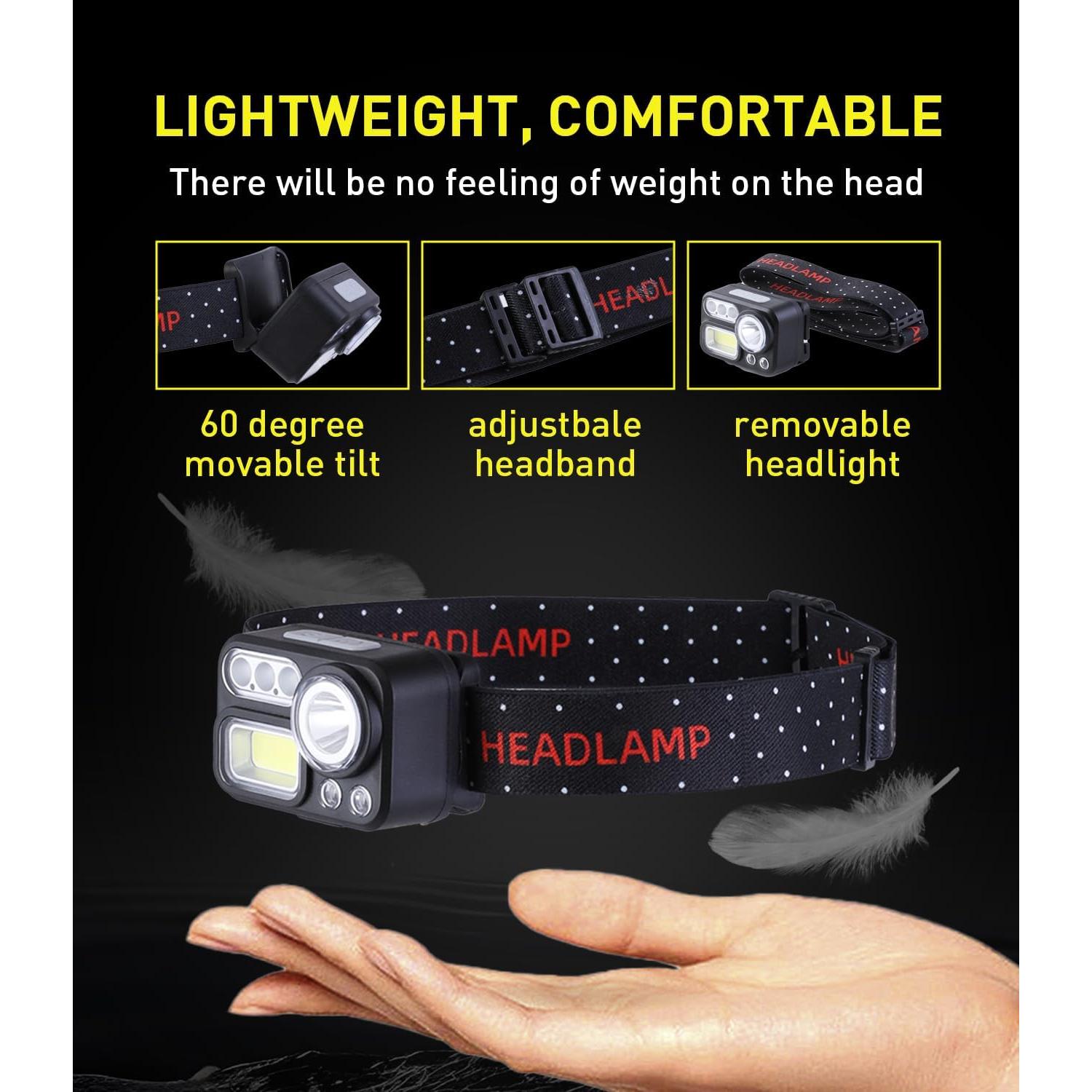 Linterna Frontal Recargable Arsatbs 1200 Lúmenes LED 14 Modos