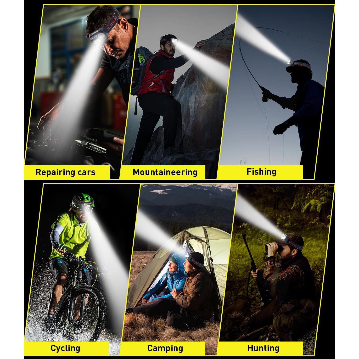 Linterna Frontal Recargable Arsatbs 1200 Lúmenes LED 14 Modos