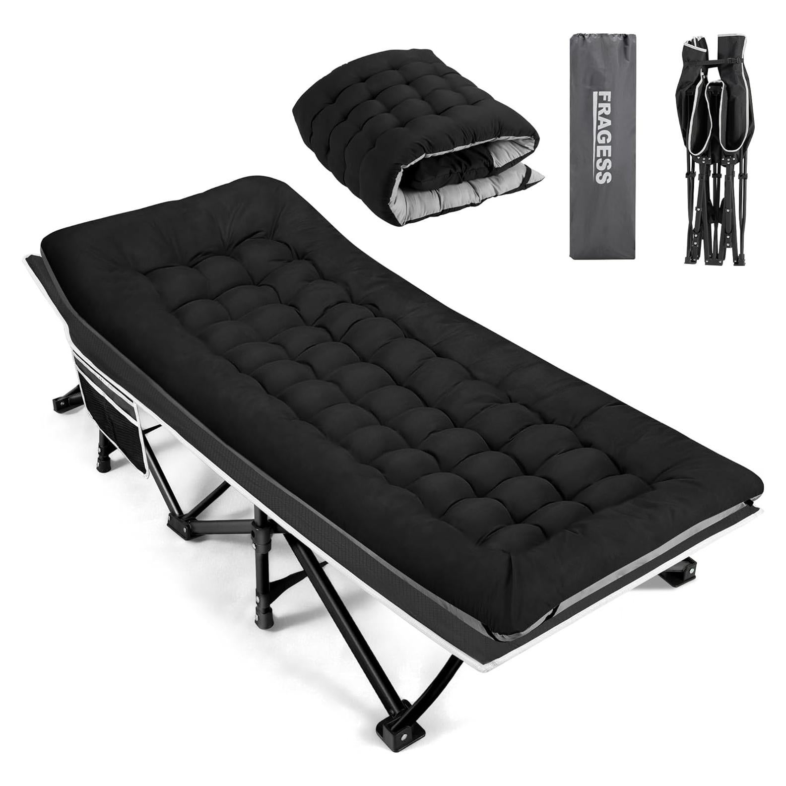 Cama de Camping Plegable Fragess 190.5x71.12cm 272kg Negro