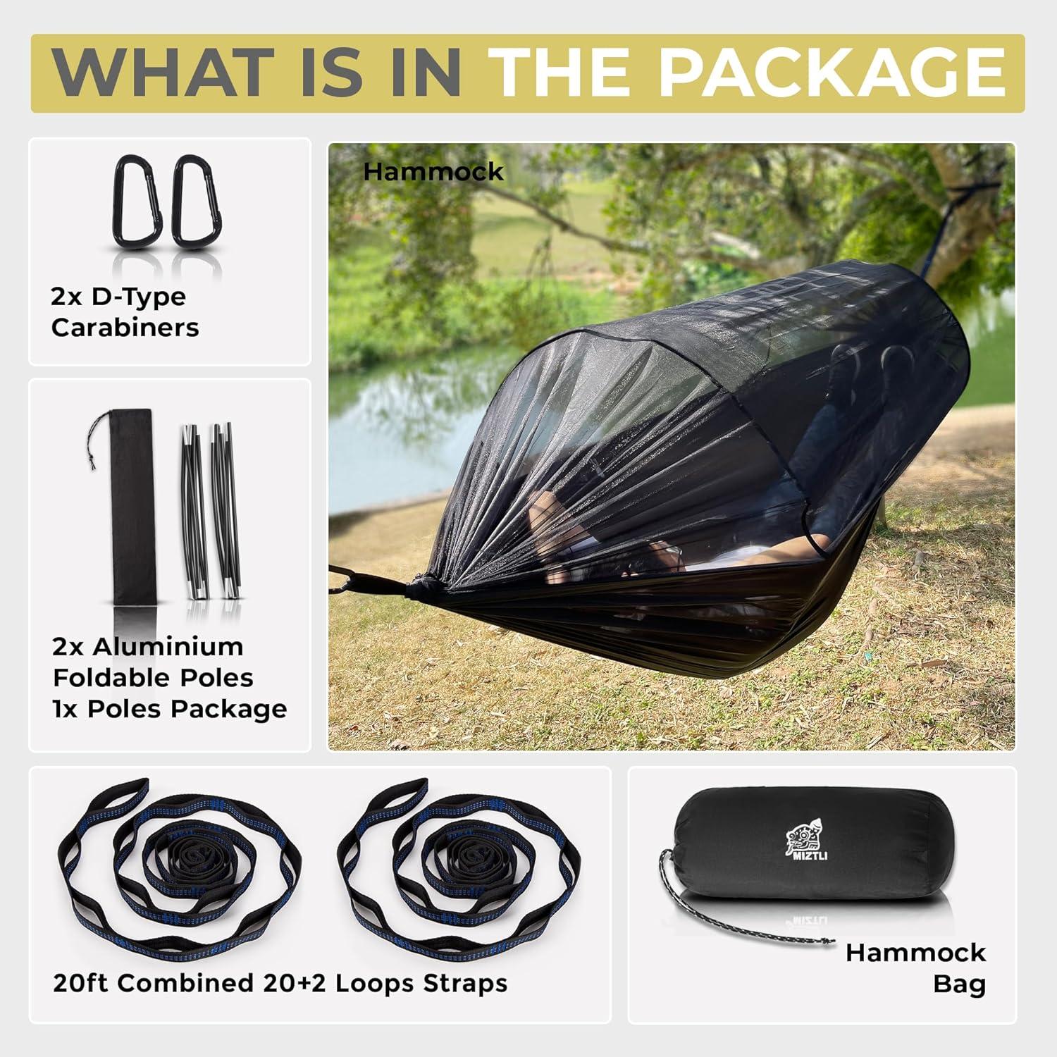 Hamaca de Camping Miztli Doble 2.69m x 1.40m con Red