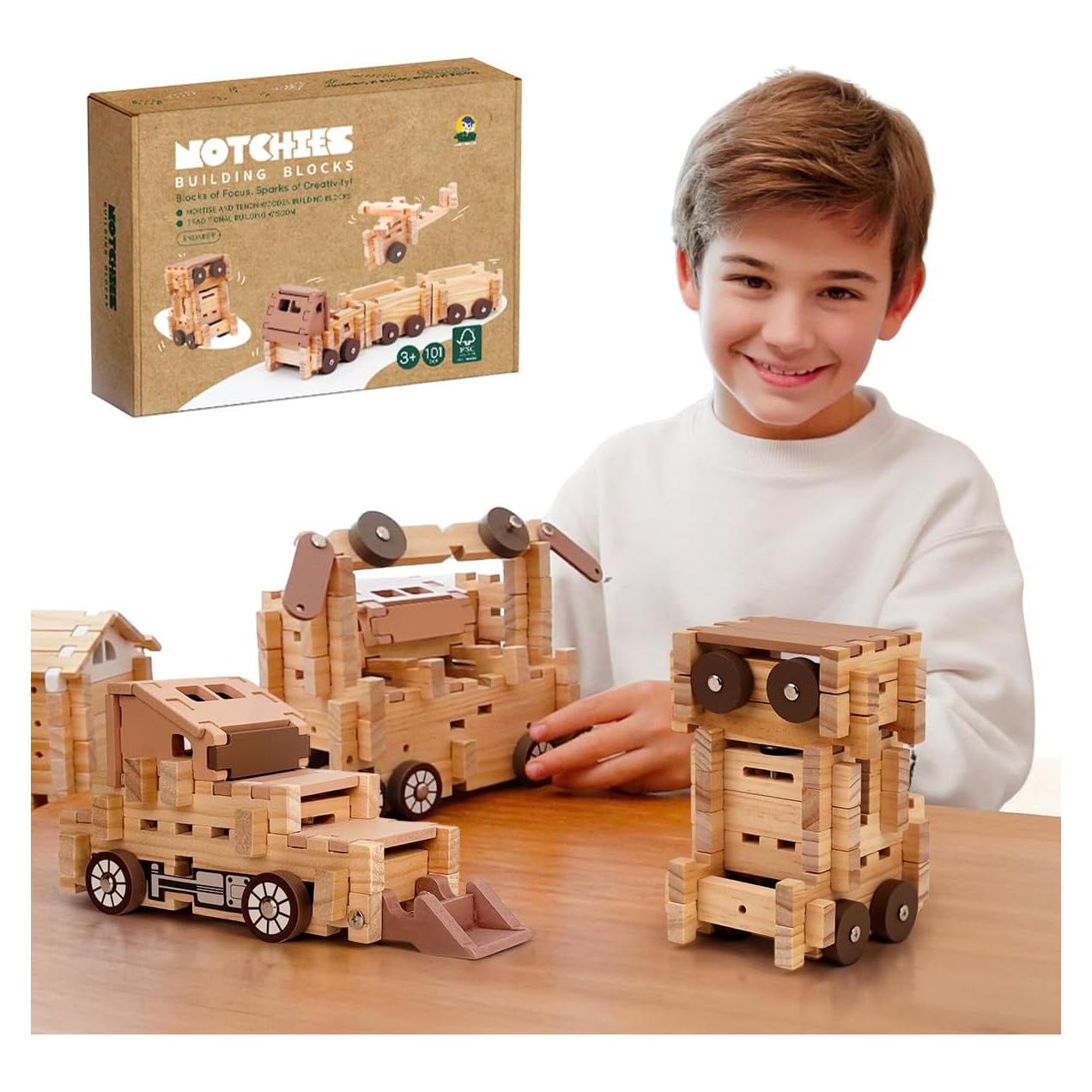 Juego de Bloques de Madera Jovi-mindly 101 Piezas para Niños