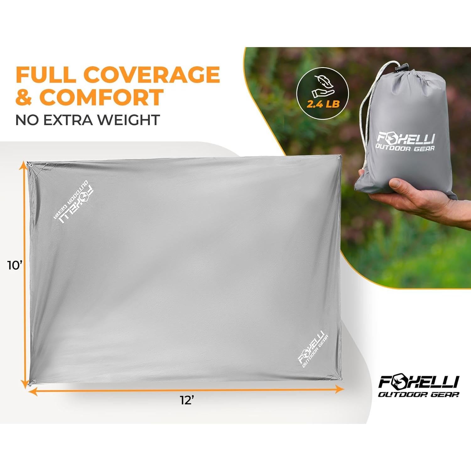 Lona de Camping Foxelli Impermeable 3.66x3.05 m Verde