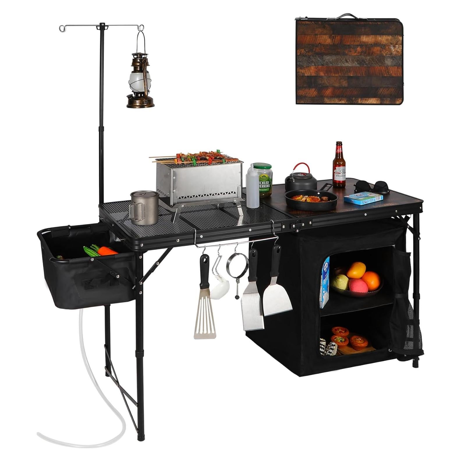 Mesa de Cocina Plegable REDCAMP con Fregadero 48x19x76cm