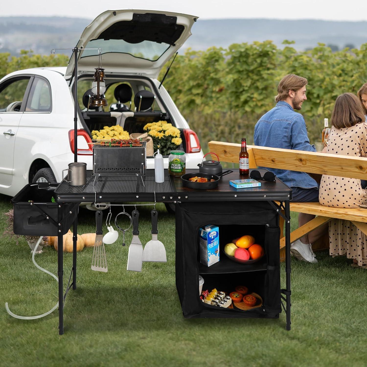 Mesa de Cocina Plegable REDCAMP con Fregadero 48x19x76cm