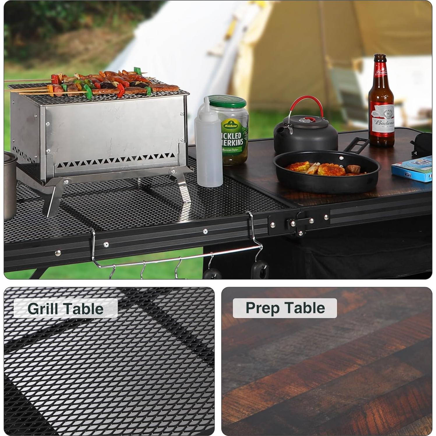 Mesa de Cocina Plegable REDCAMP con Fregadero 48x19x76cm