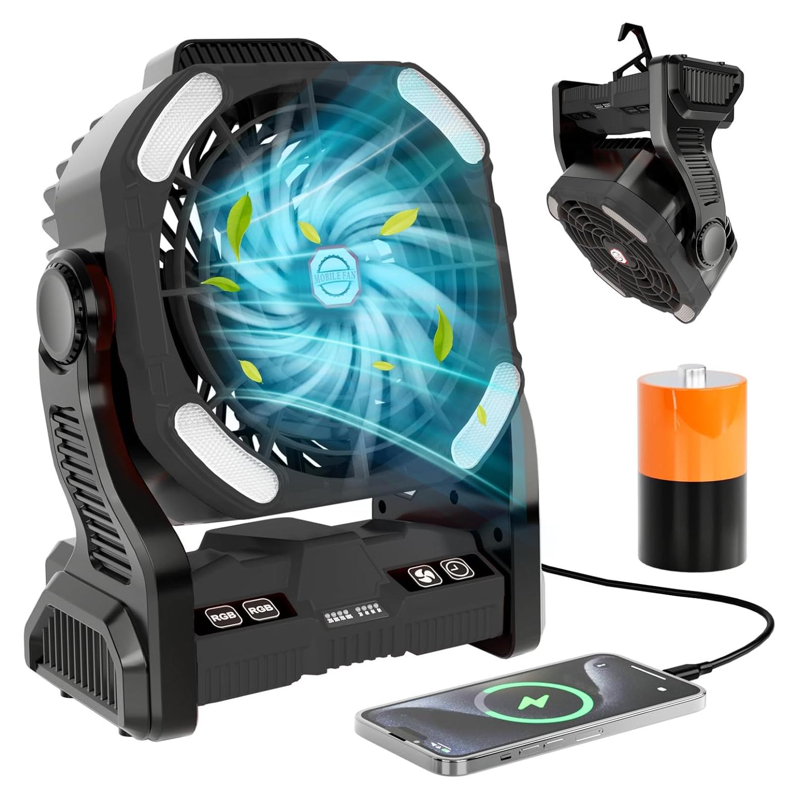 Ventilador de Camping Sugoiti 20000mAh Recargable Negro