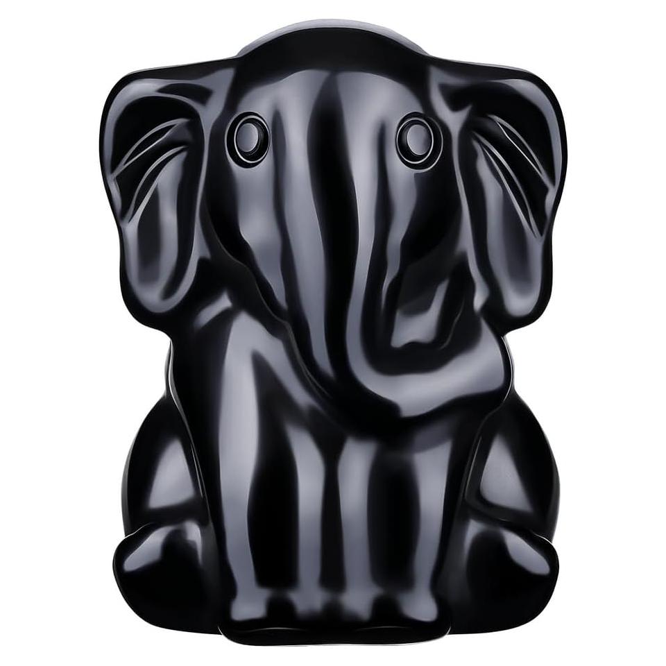 Figura de Elefante de Obsidiana Negra Jovivi 3.81cm Decorativa