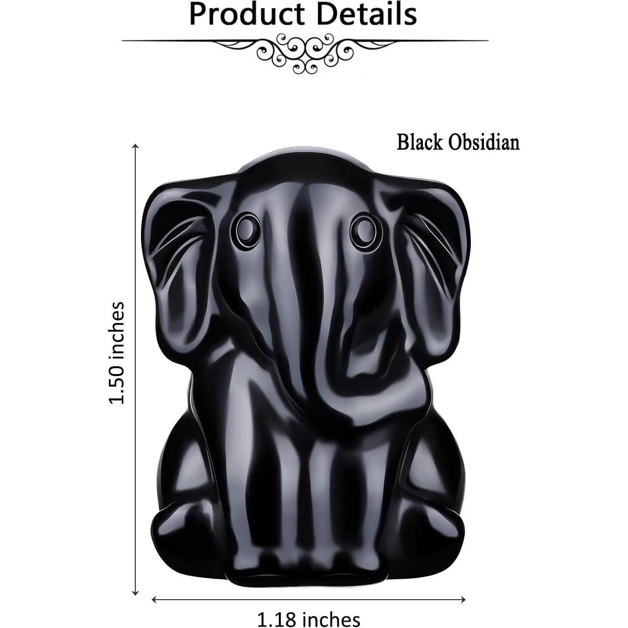 Figura de Elefante de Obsidiana Negra Jovivi 3.81cm Decorativa