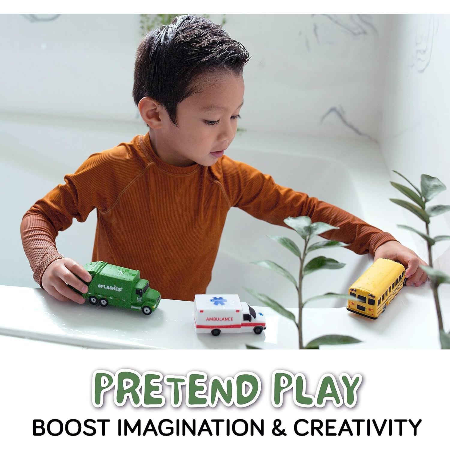 Juguetes de baño sin moho SplashEZ - Set de vehículos para niños
