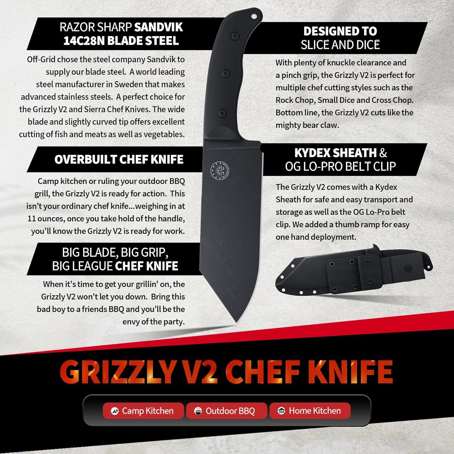 Cuchillo de Chef Grizzly V2 Off-Grid 15.5 cm Acero Sandvik