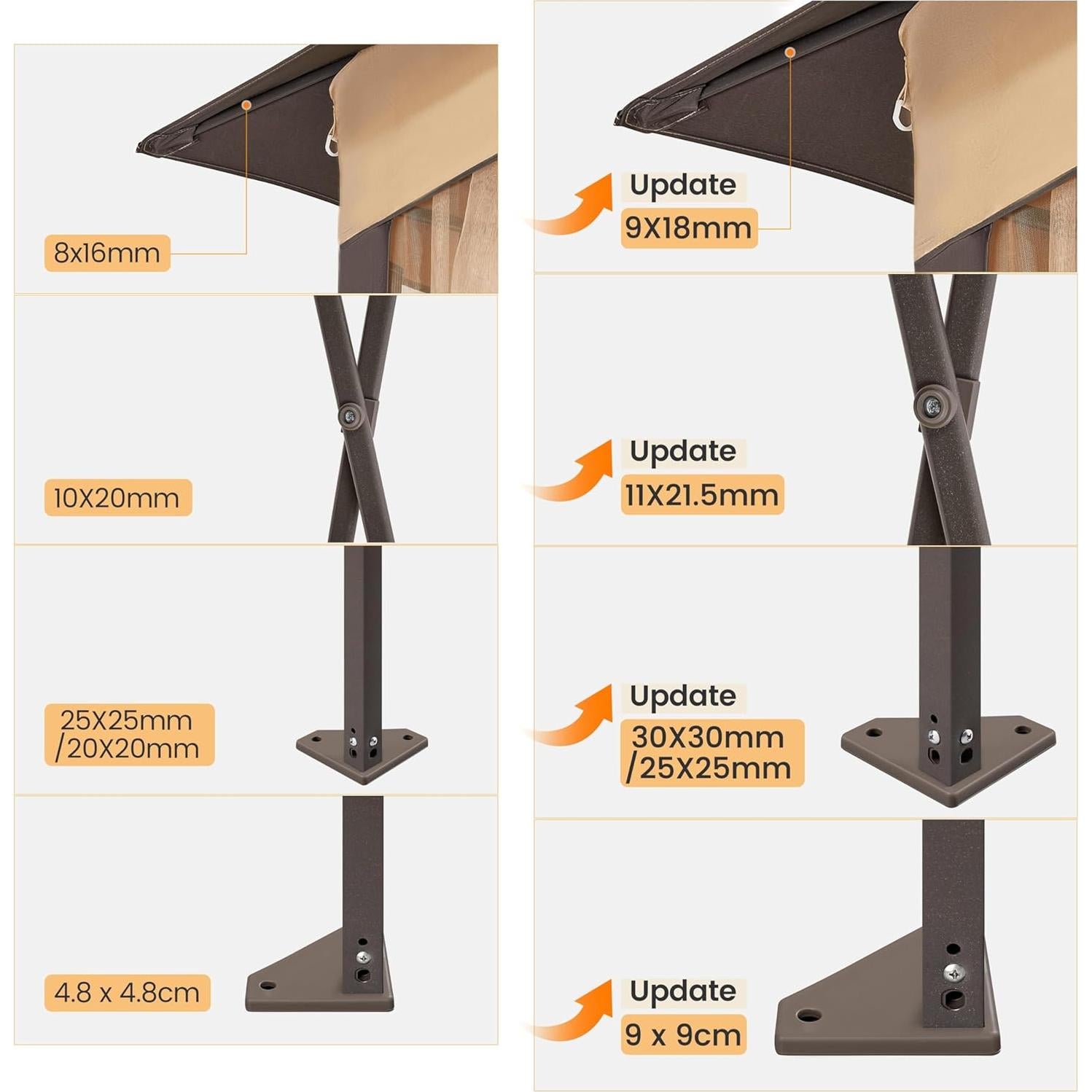 Yaheetech 11'x11' Pop Up Gazebo Instant Tent with 17 Solar LED Lights & Zippered Mesh Netting, Outdoor Shelter Sun Shade Gazebo with Sandbags for Backyard Garden Patio, Khaki & Brown