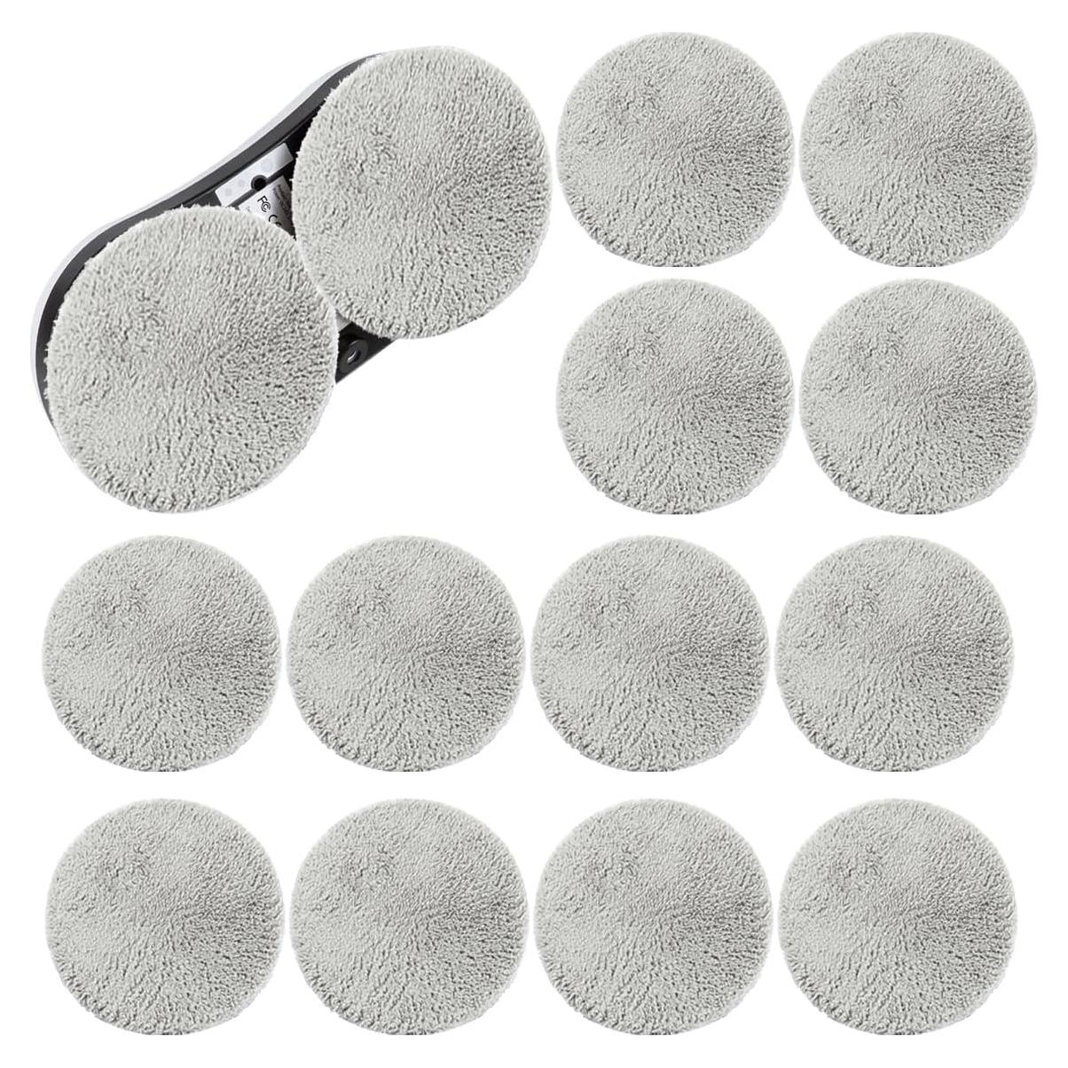 Replacement Pads for Window Cleaning Robot,Cleaning Pad for Window Cleaner Robot Washable Sweeping Fiber Material and Reusable Microfiber Cloth 12pcs (Round)