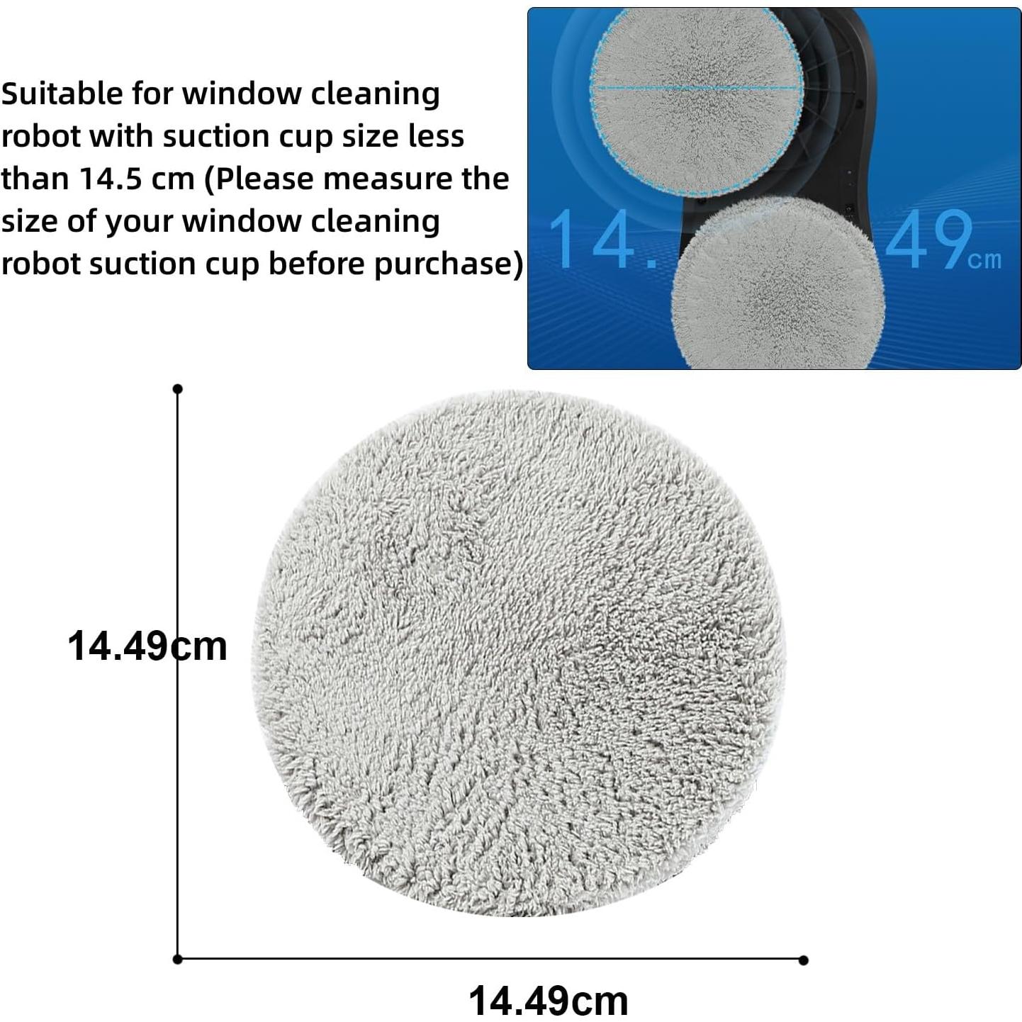 Replacement Pads for Window Cleaning Robot,Cleaning Pad for Window Cleaner Robot Washable Sweeping Fiber Material and Reusable Microfiber Cloth 12pcs (Round)
