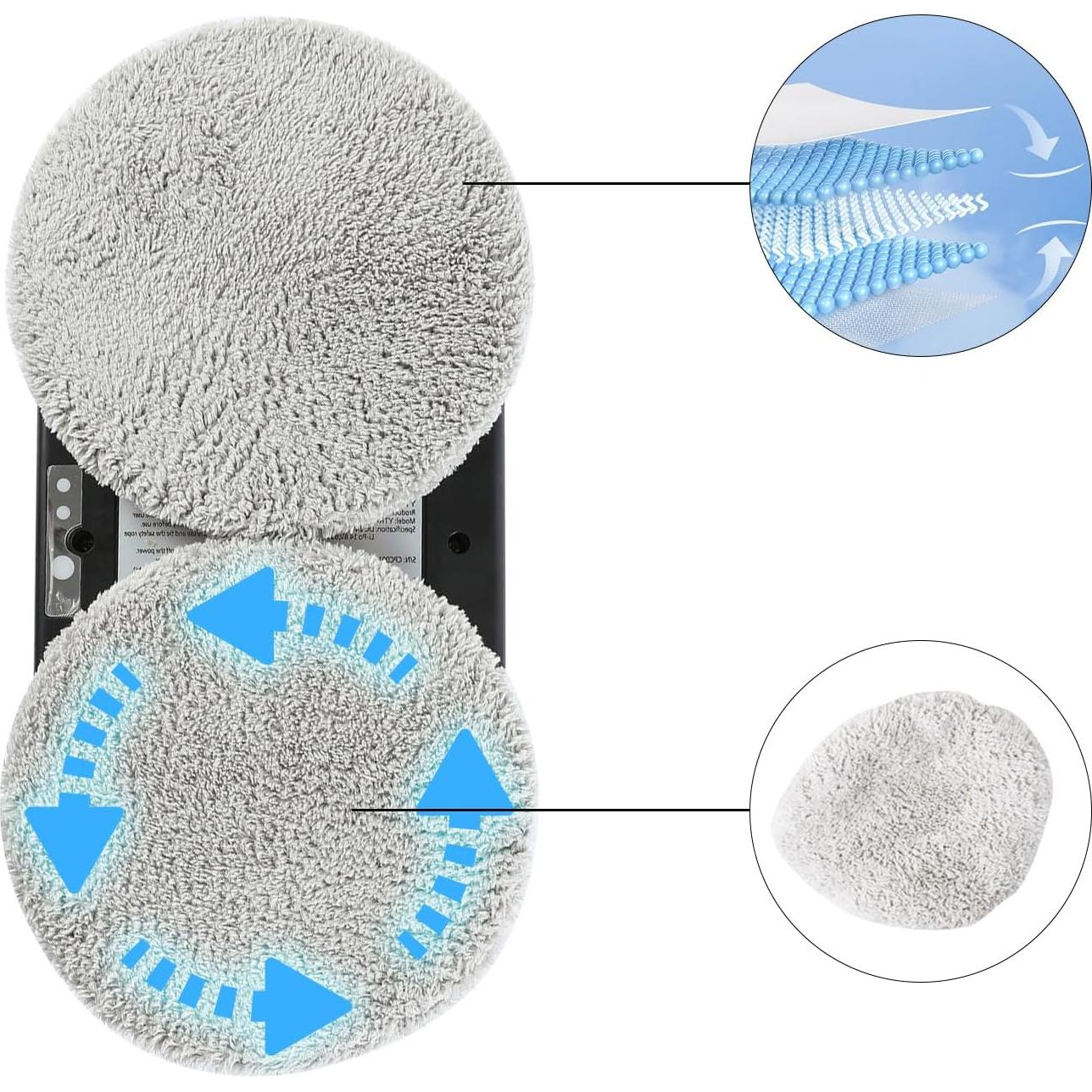 Replacement Pads for Window Cleaning Robot,Cleaning Pad for Window Cleaner Robot Washable Sweeping Fiber Material and Reusable Microfiber Cloth 12pcs (Round)