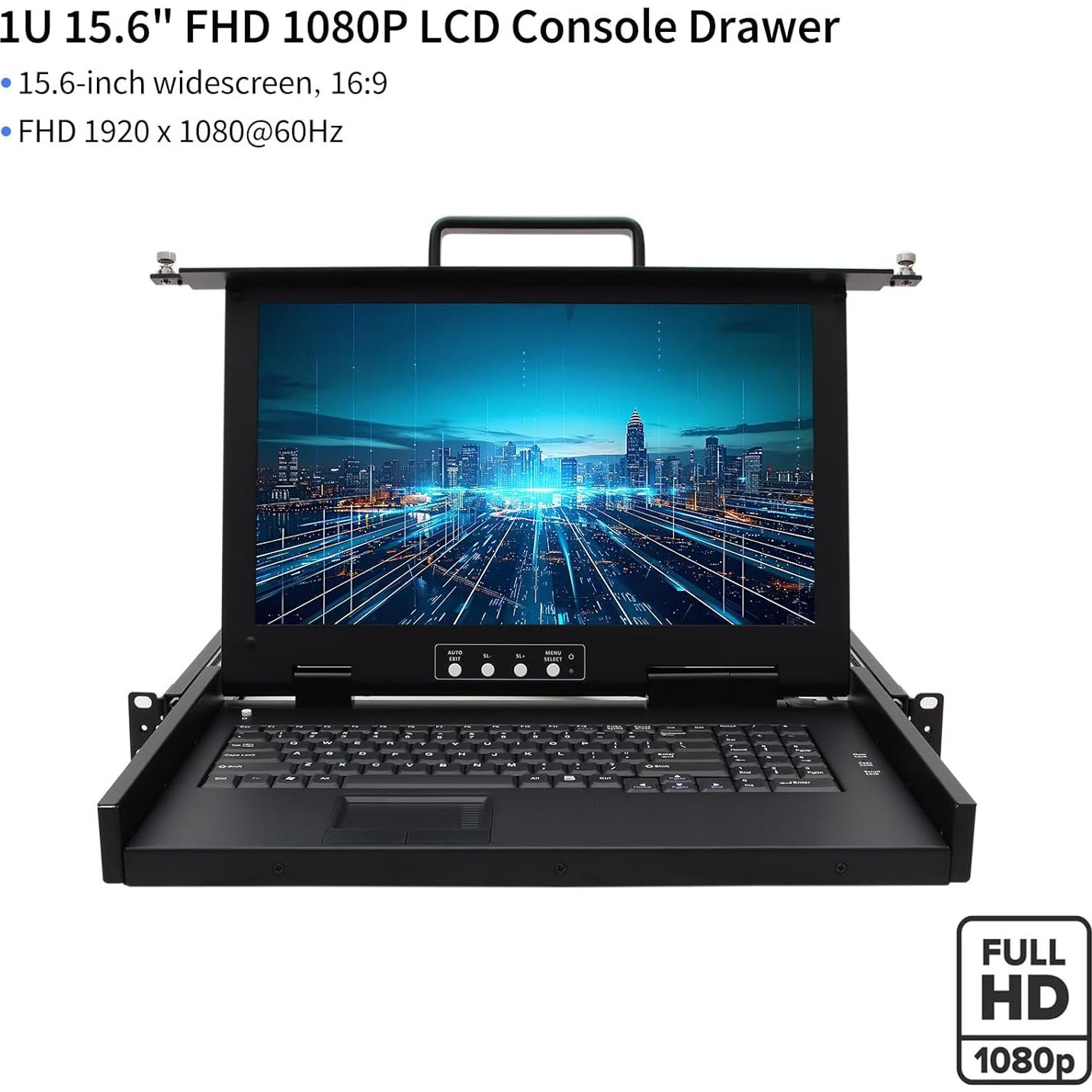 Consola KVM Montaje en Rack 1U Kinan 15.6" HDMI 1080P