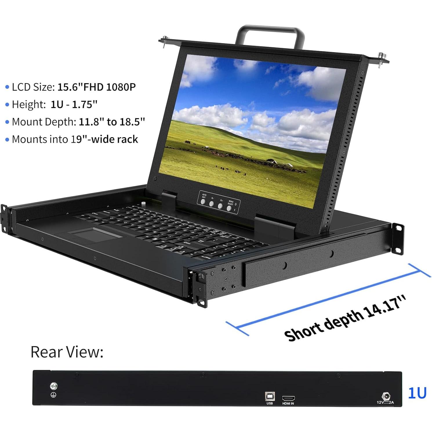 Consola KVM Montaje en Rack 1U Kinan 15.6" HDMI 1080P