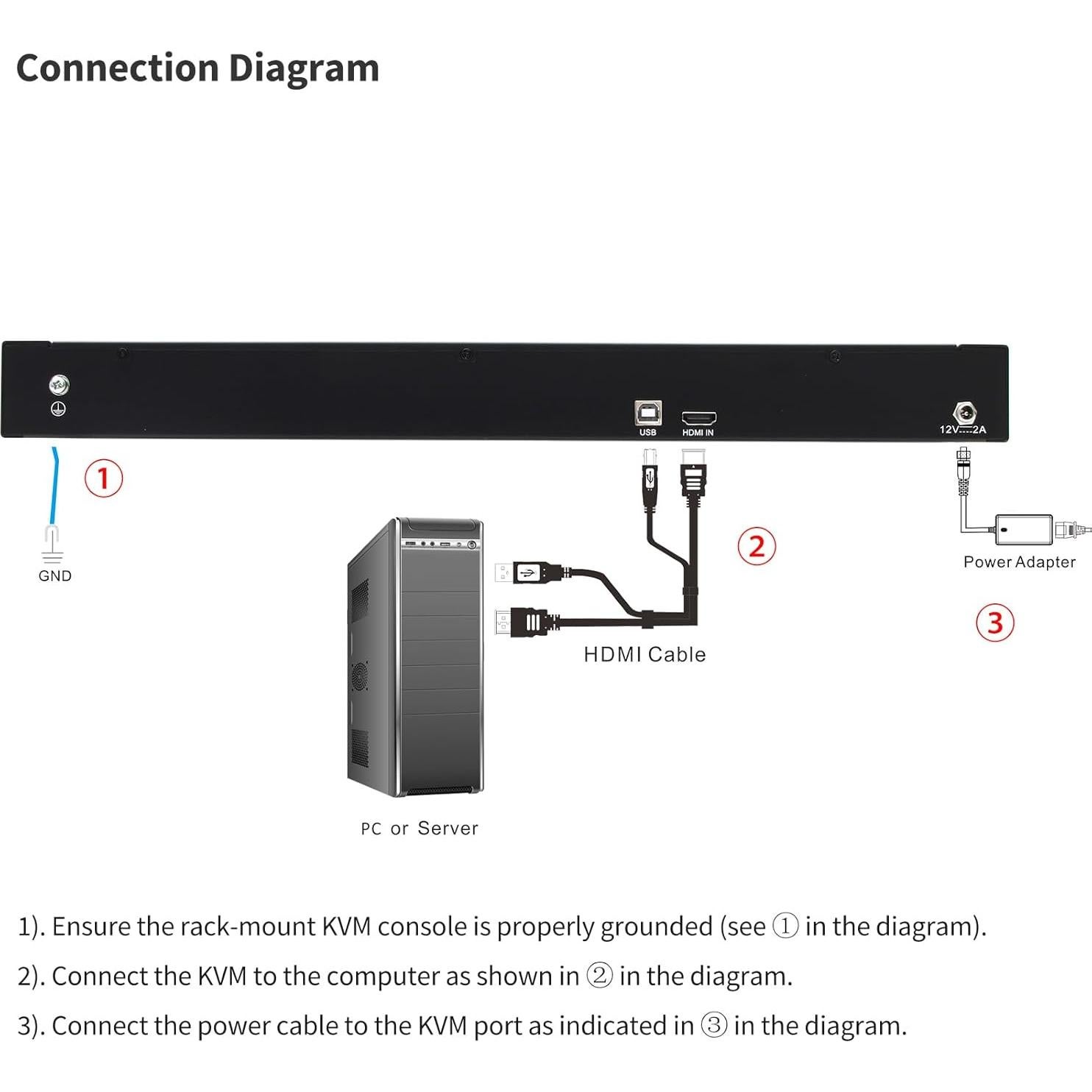 Consola KVM Montaje en Rack 1U Kinan 15.6" HDMI 1080P