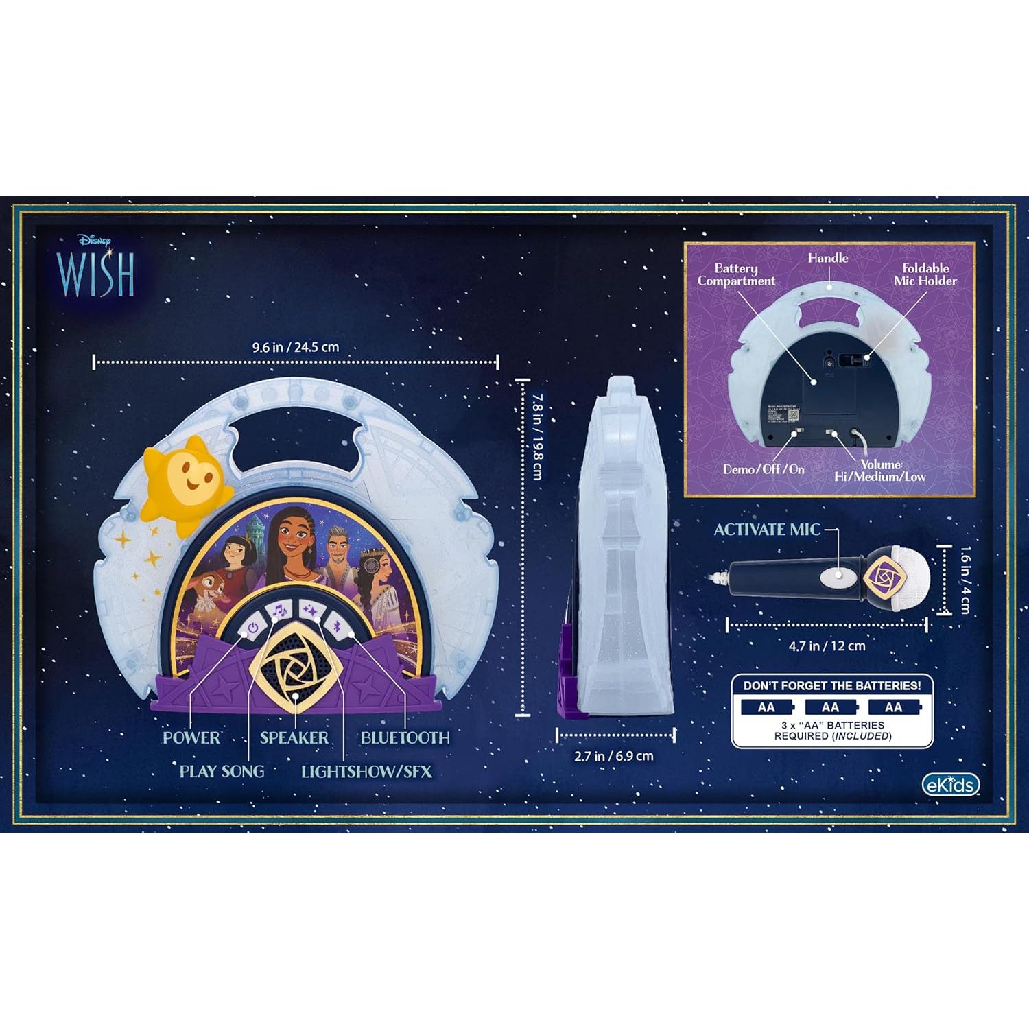 Micrófono de Karaoke eKids Disney Wish con Altavoz Bluetooth