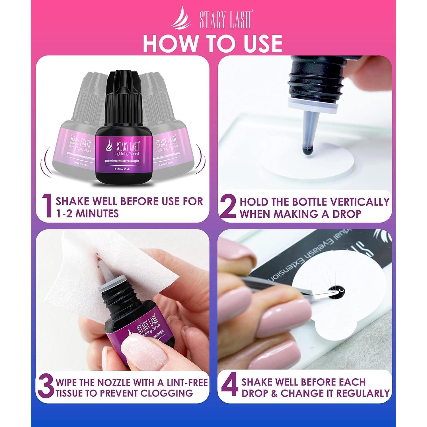 Pegamento para Extensiones de Pestañas Stacy Lash 5ml - Secado 0.3s