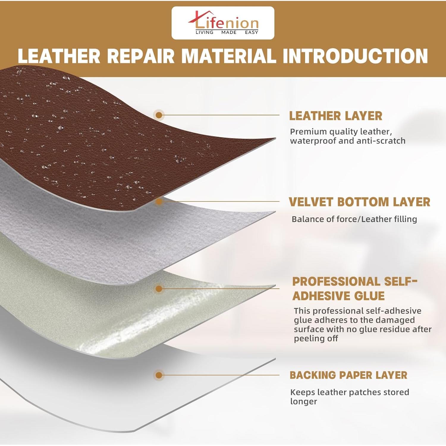 Parche de Reparación de Cuero Lifenion Beige 8.89x200 cm