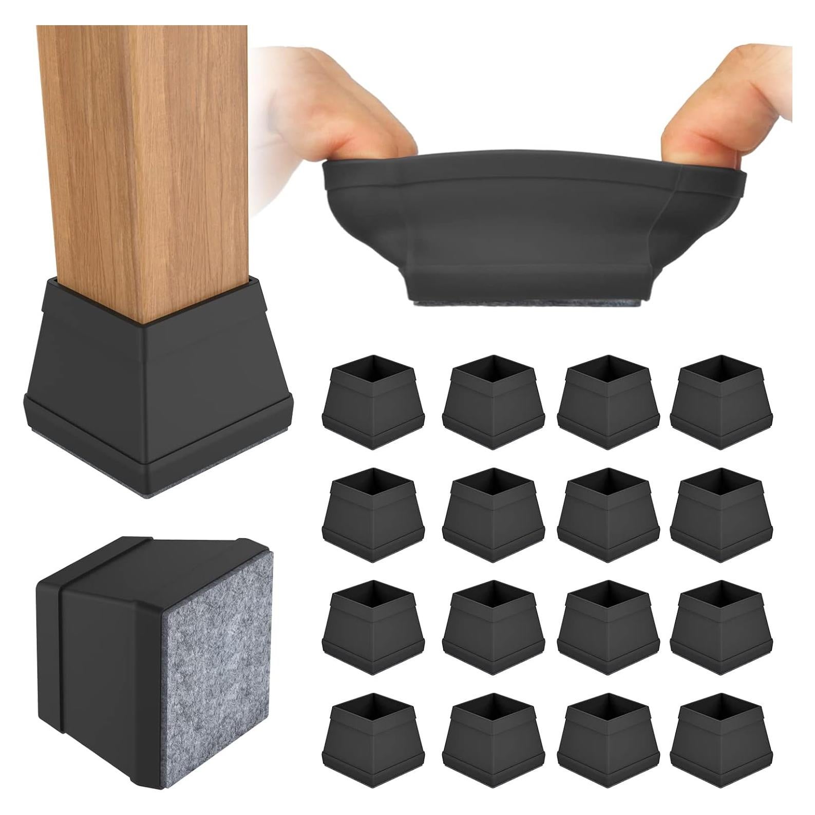 16 Protectores de Suelo para Patas de Sillas CHWM Negro