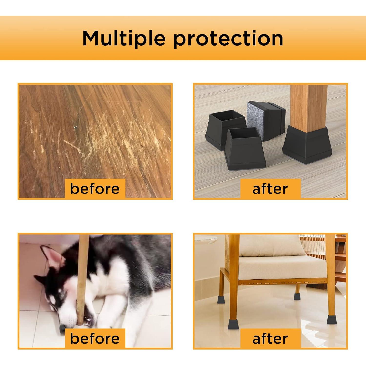 16 Protectores de Suelo para Patas de Sillas CHWM Negro