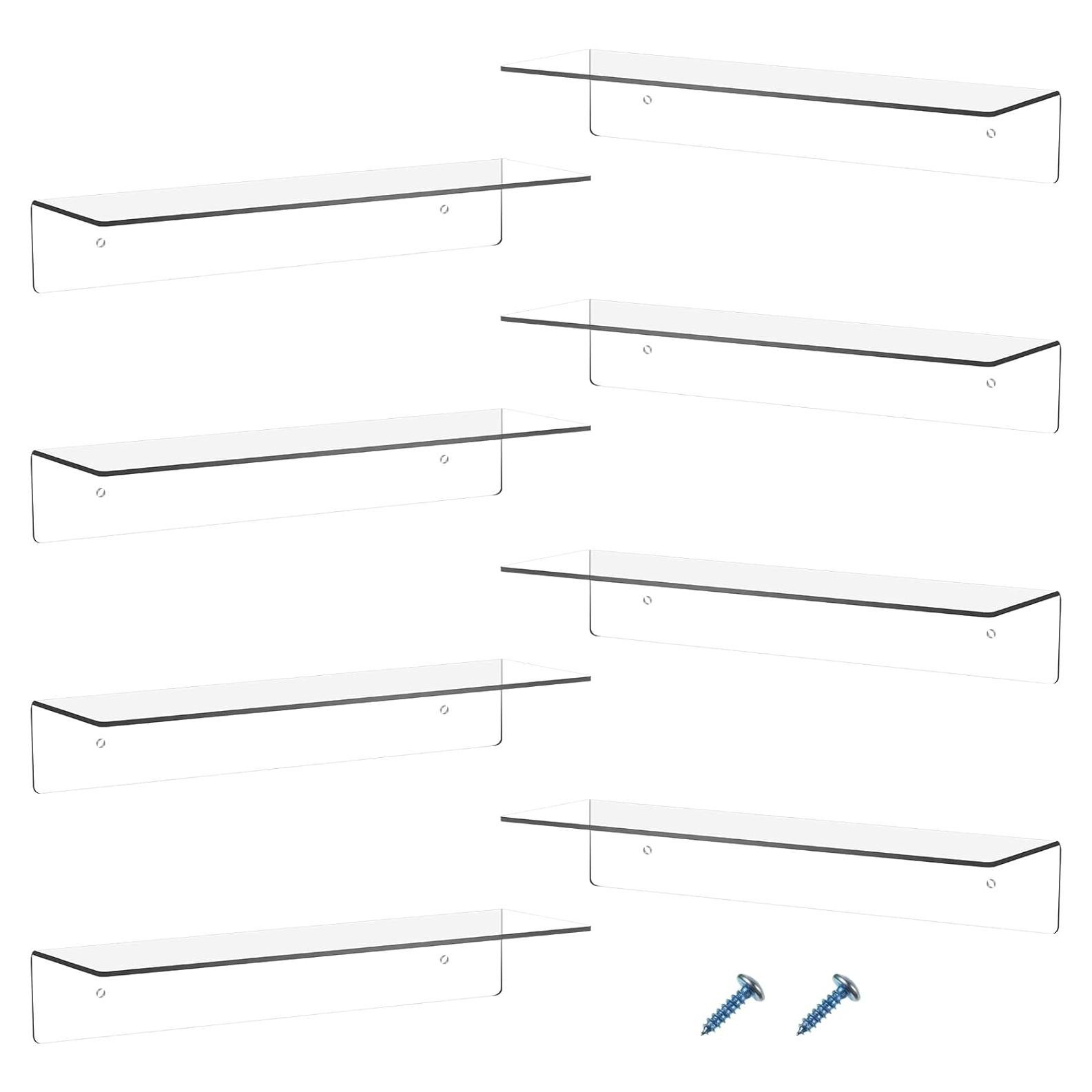 Estante Flotante Acrílico Blulu 8 Piezas 30x10x5 cm Transparente