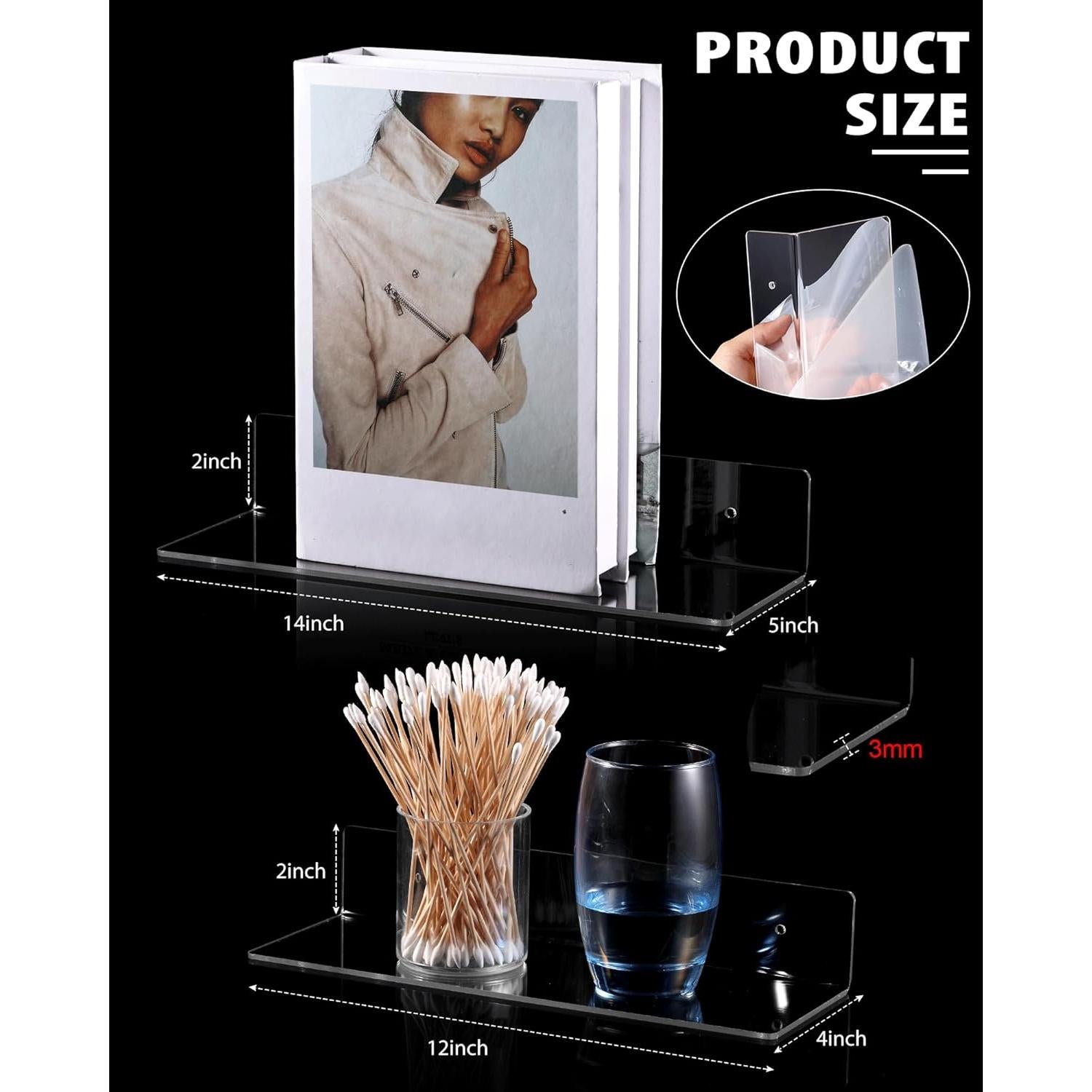 Estante Flotante Acrílico Blulu 8 Piezas 30x10x5 cm Transparente