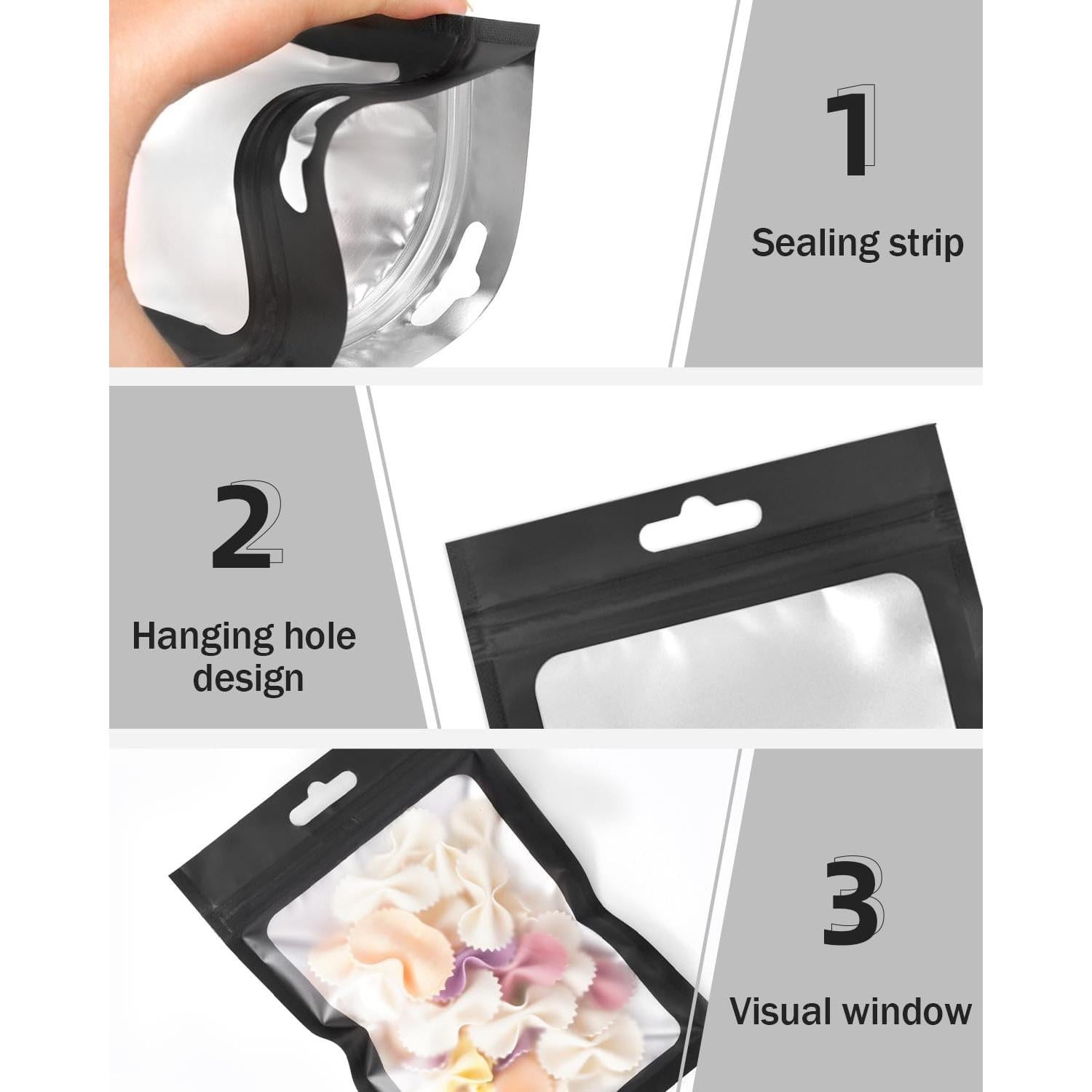 200 Bolsas de Pouch de Aluminio Reutilizables Gwybkq 10x15cm