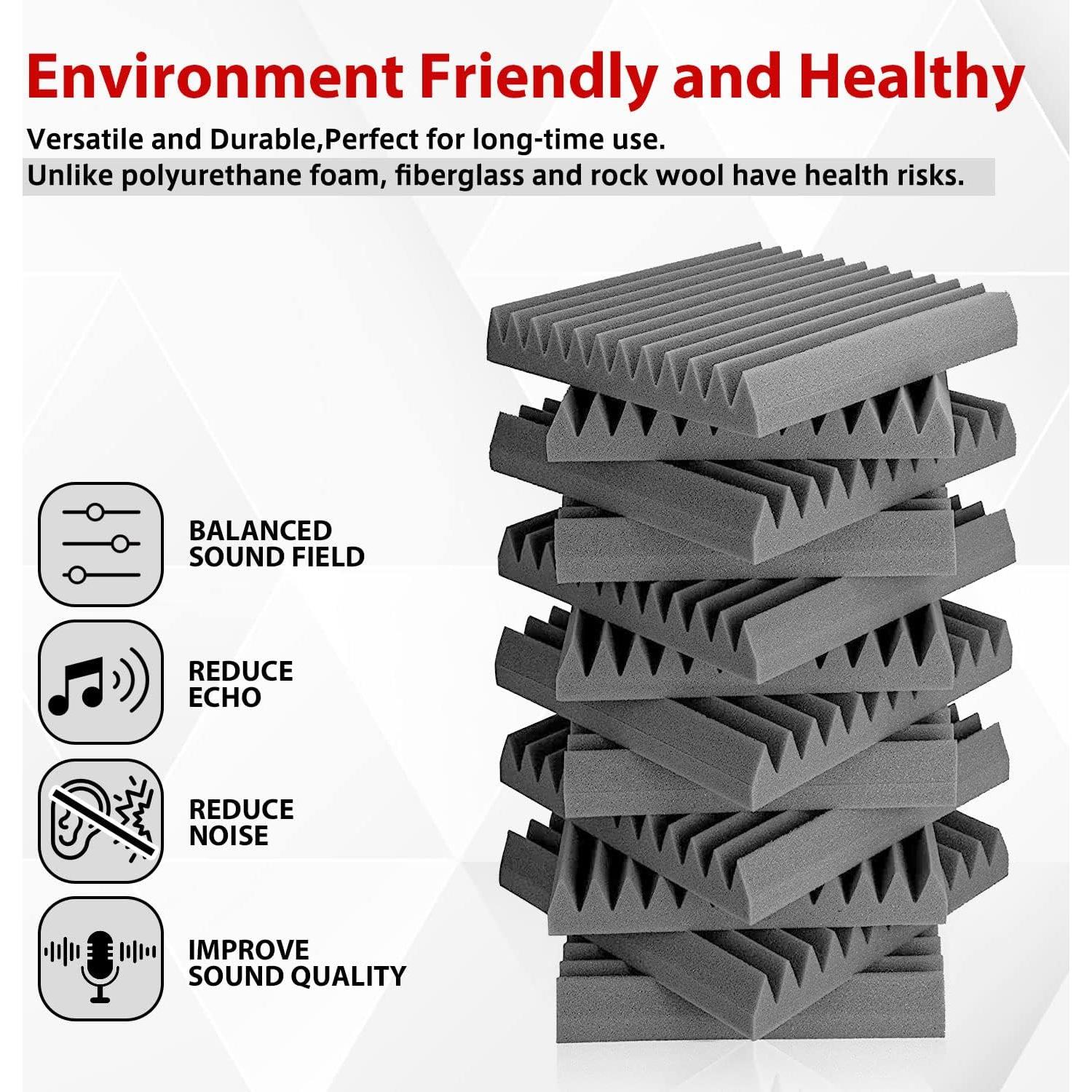 Paneles Acústicos FONESO 12 Pack Espuma Aislante Gris 2.54cm