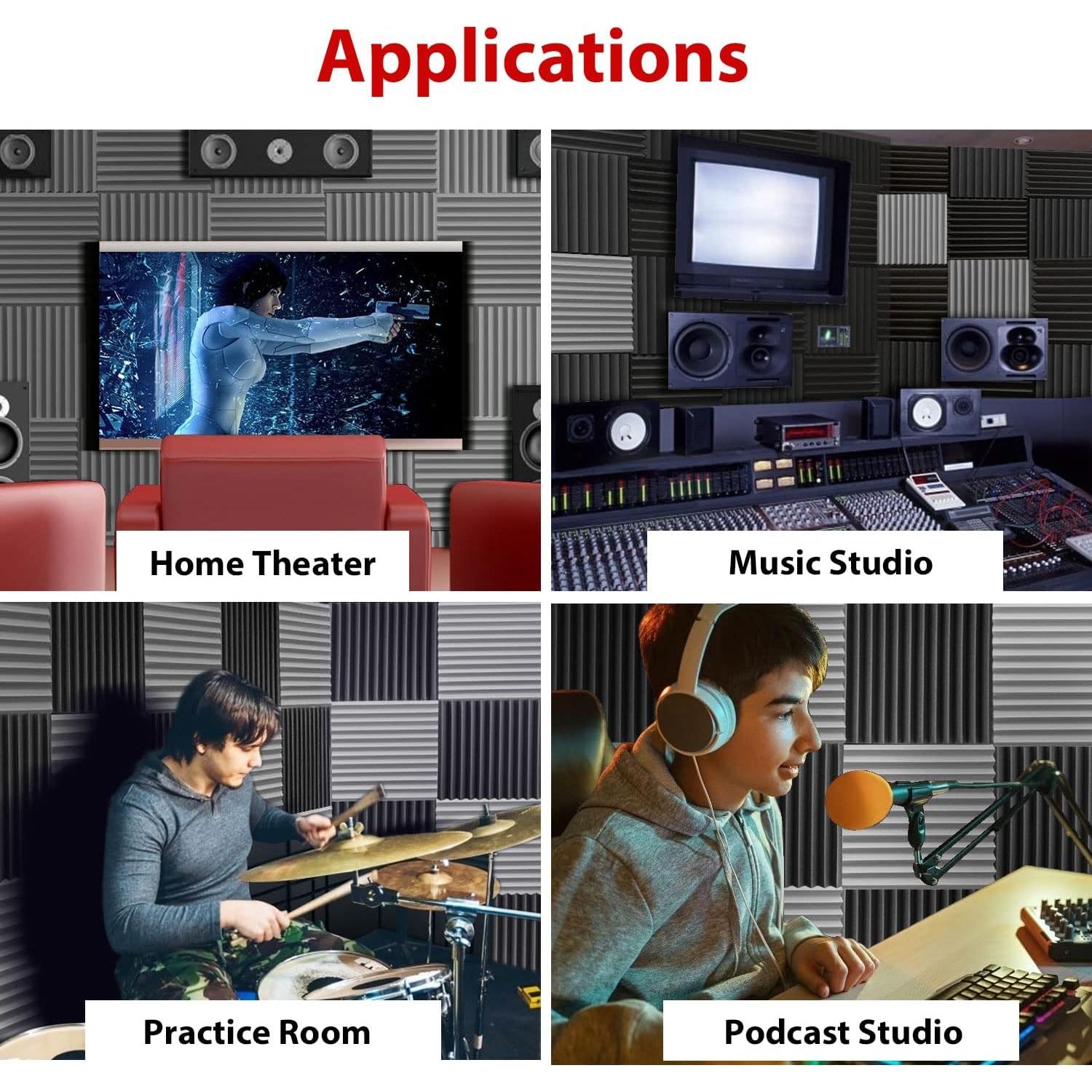 Paneles Acústicos FONESO 12 Pack Espuma Aislante Gris 2.54cm