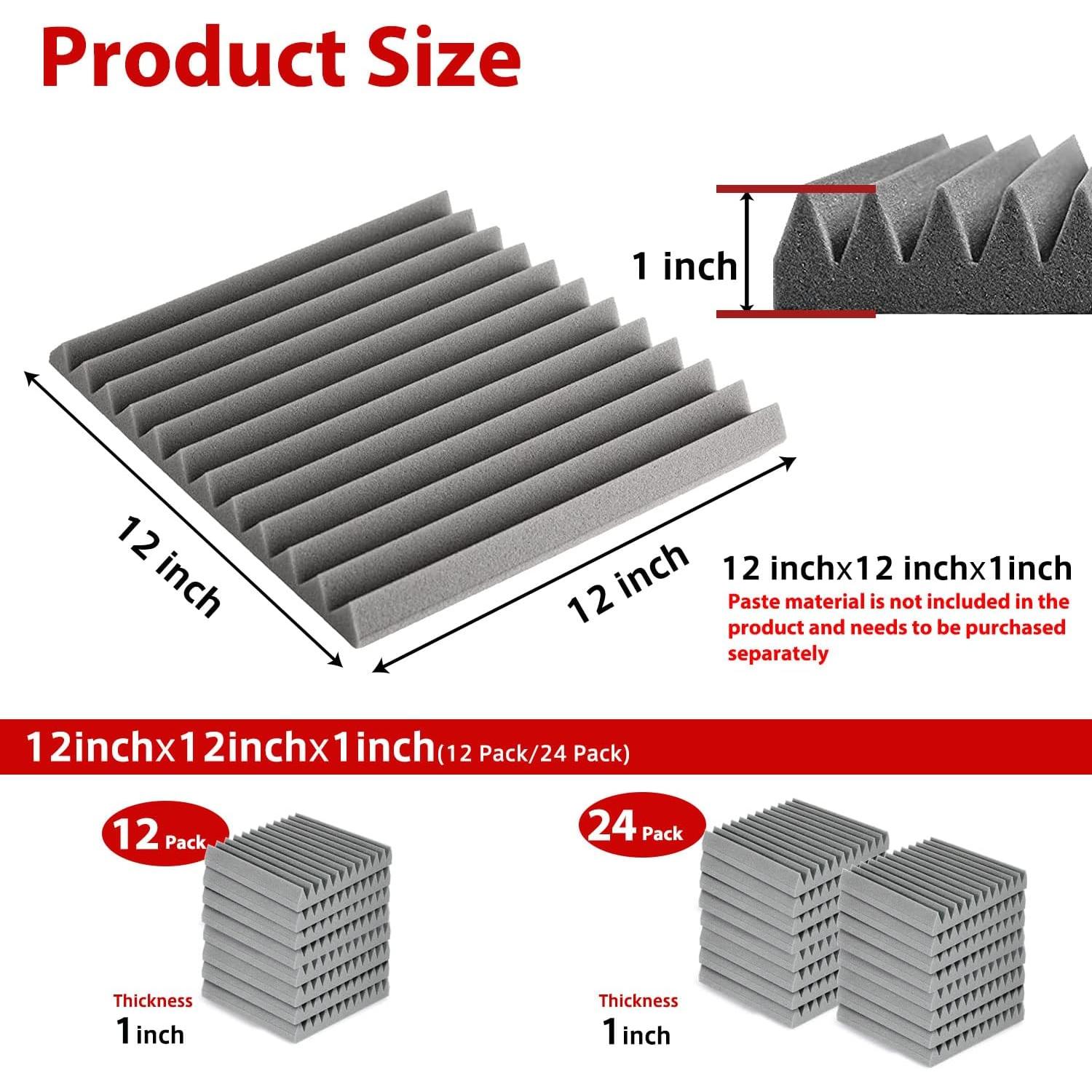 Paneles Acústicos FONESO 12 Pack Espuma Aislante Gris 2.54cm