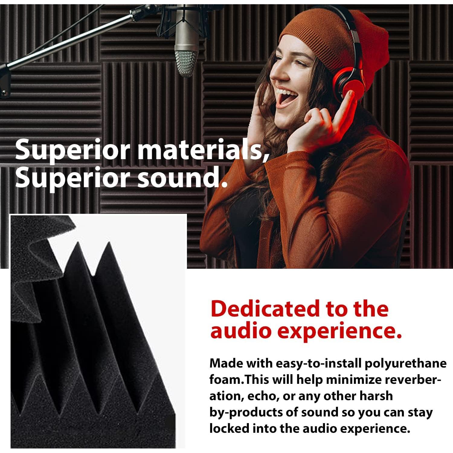 Paneles de Espuma Acústica FONESO 24 Pack 30KG/m³ Negro