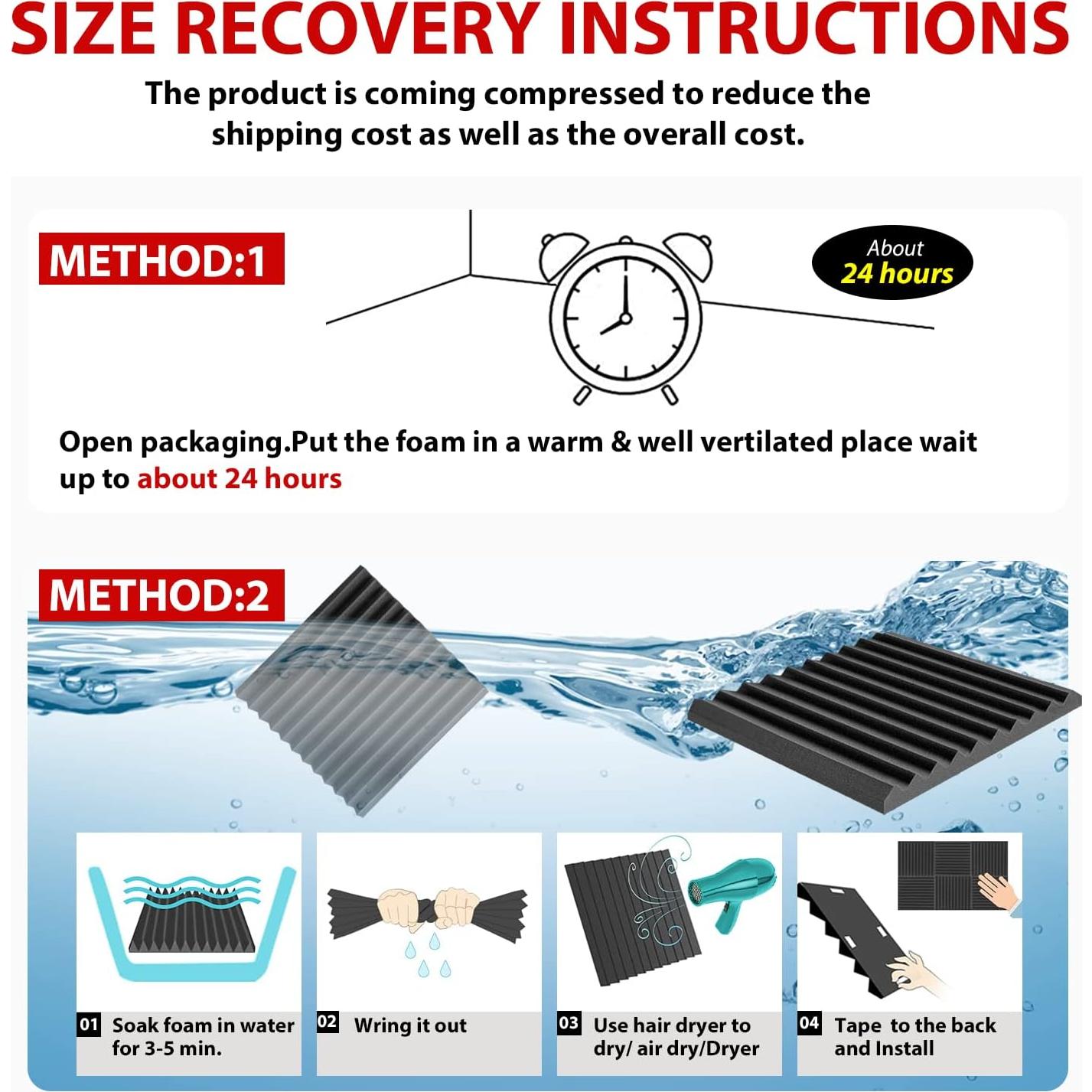 Paneles de Espuma Acústica FONESO 24 Pack 30KG/m³ Negro