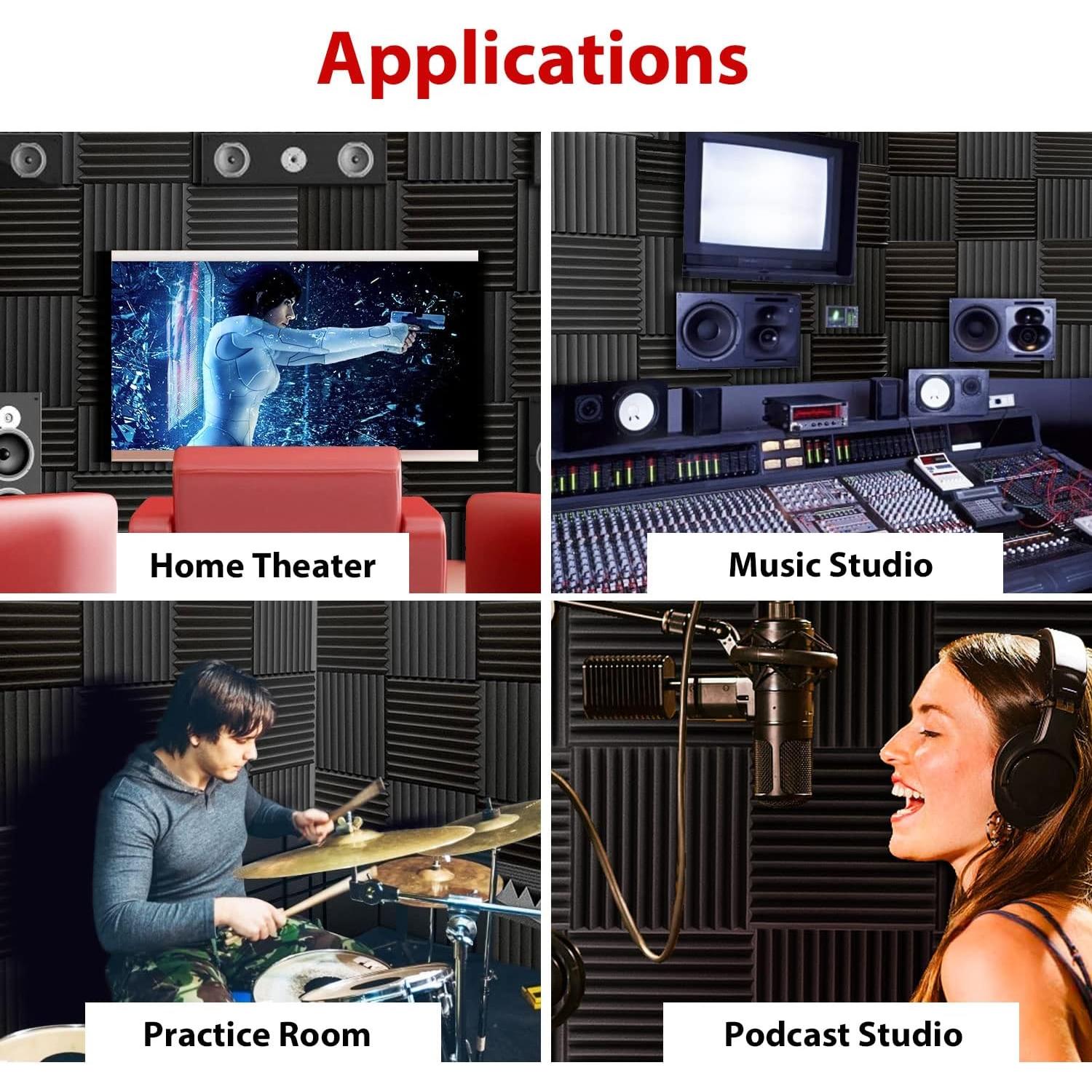 Paneles de Espuma Acústica FONESO 24 Pack 30KG/m³ Negro