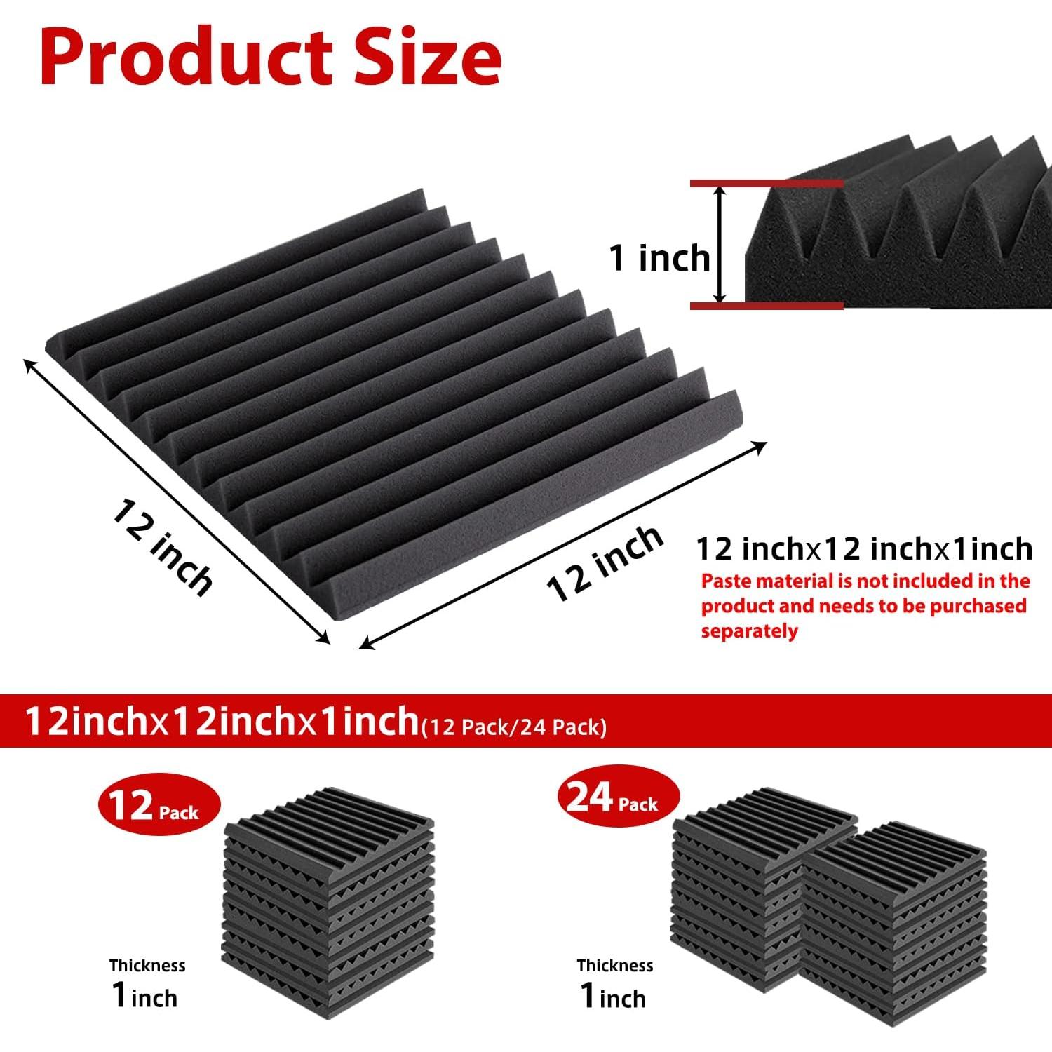 Paneles de Espuma Acústica FONESO 24 Pack 30KG/m³ Negro