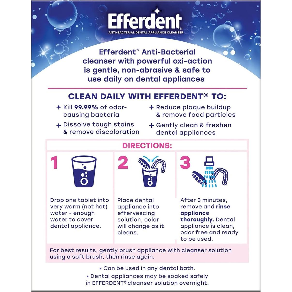 Tabletas Limpiadoras de Retenedores Efferdent - 4 Tabletas