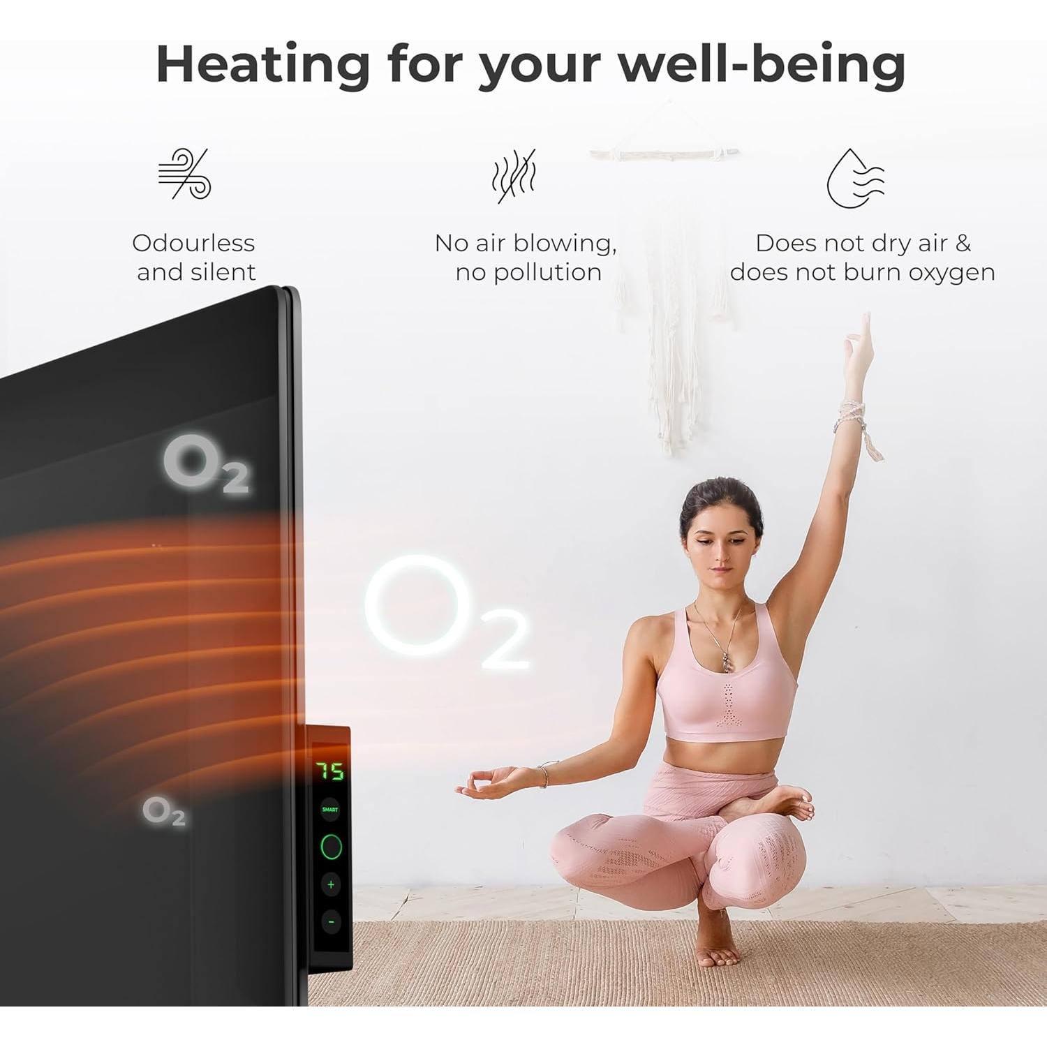 Calefactor Infrarrojo AENO 700W con Termostato y WiFi Negro