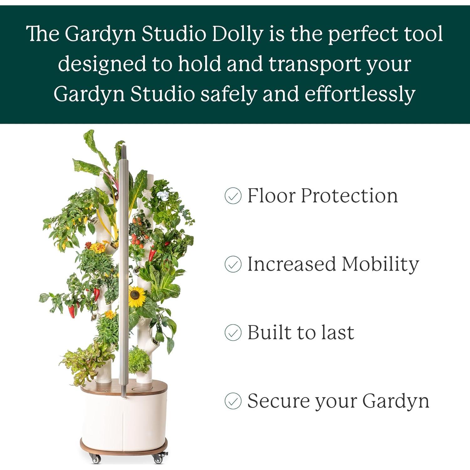 Gardyn Studio Dolly (a Rolling Cart Designed to Make Your Hydroponics Growing System Kit & Indoor Garden Tower Mobile) Easily Move Your Throughout Your Home While Protecting Your Floors