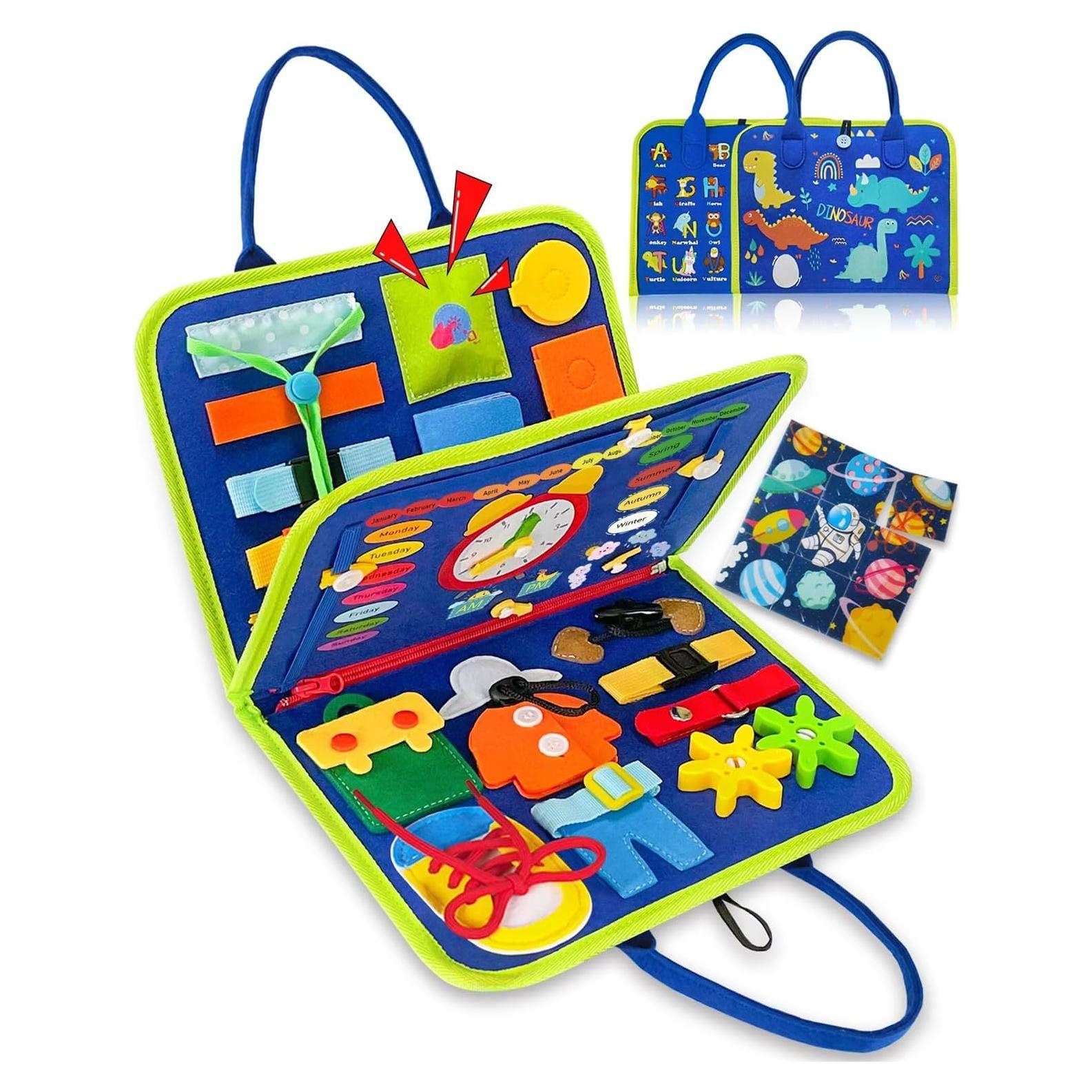 Tablero Ocupado Montessori Exorany Azul 8 en 1 para Niños