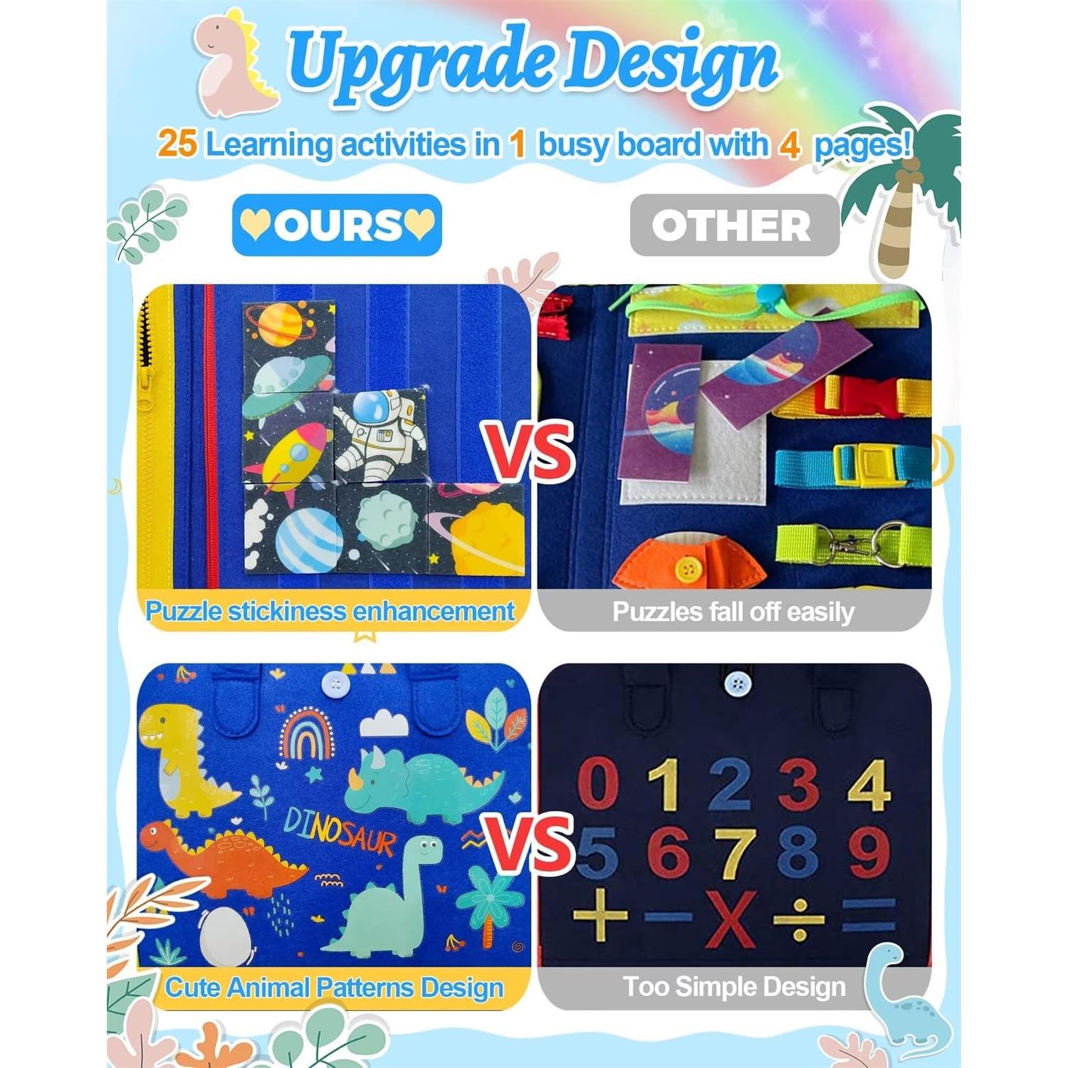 Tablero Ocupado Montessori Exorany Azul 8 en 1 para Niños