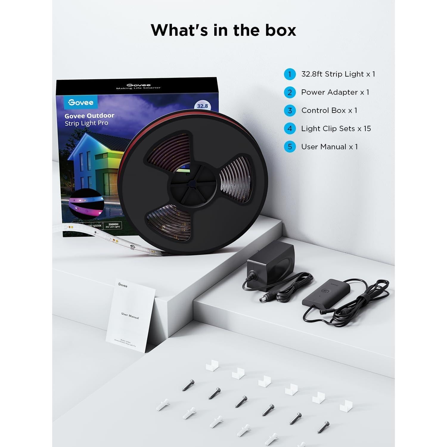 Luces LED de tira exterior Govee RGBIC 10m IP65 WiFi Alexa