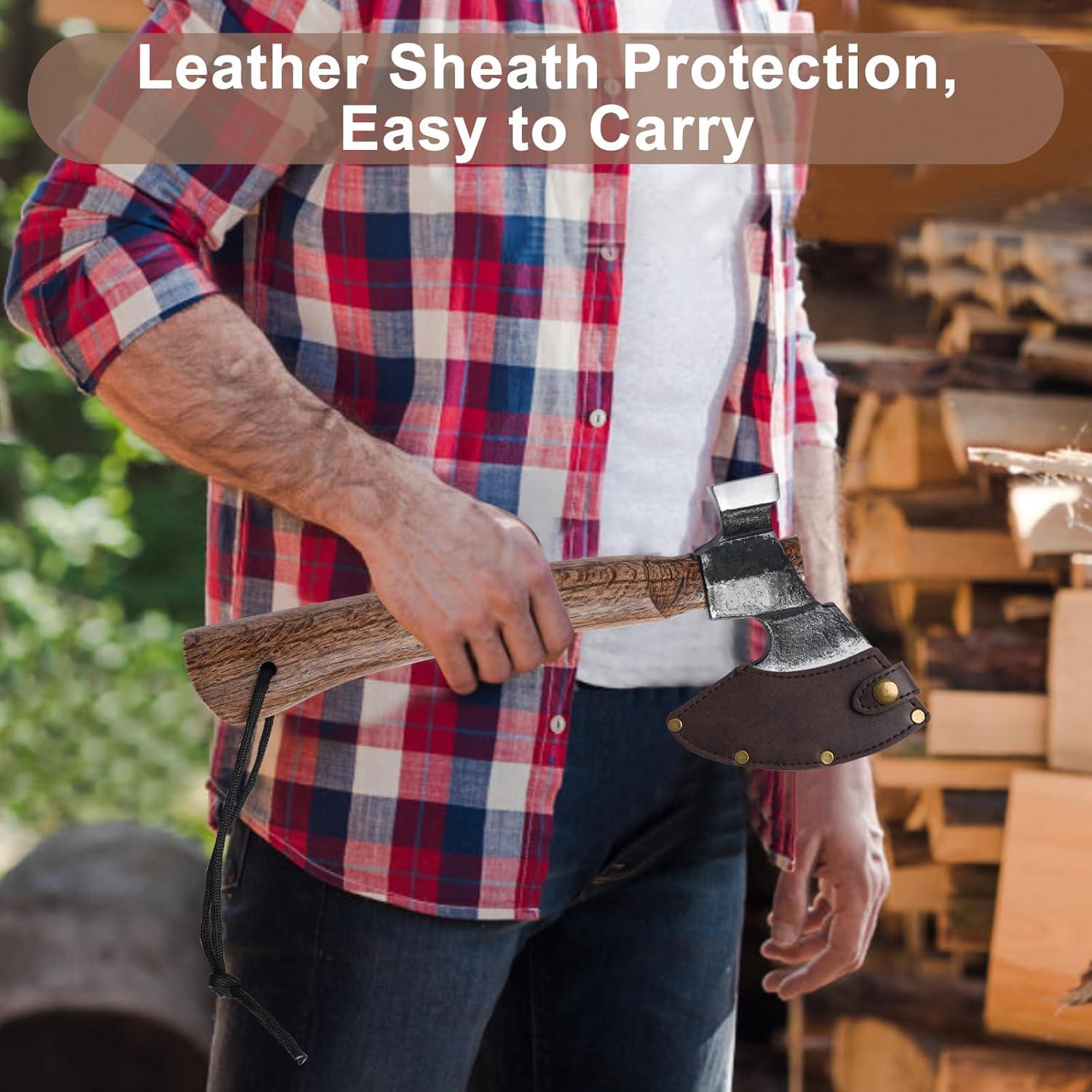 Hacha de Camping Cor cordium 27.3 cm con Funda de Cuero