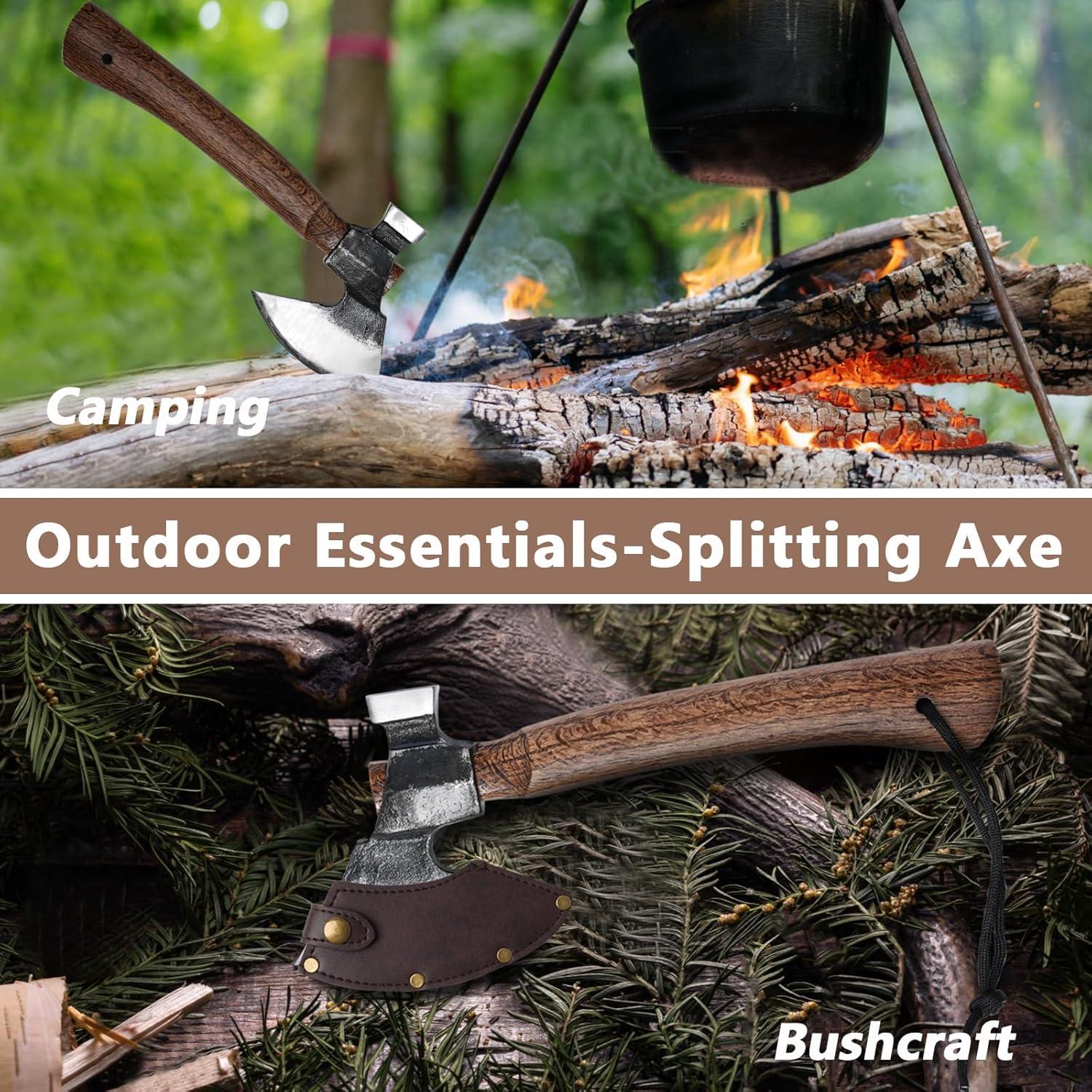 Hacha de Camping Cor cordium 27.3 cm con Funda de Cuero