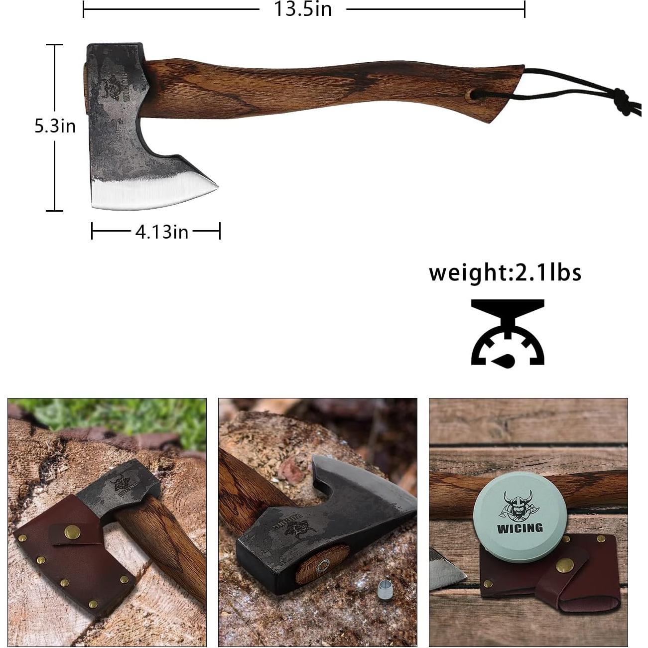 Hacha de Camping WICING 34.3 cm Acero al Carbono con Funda