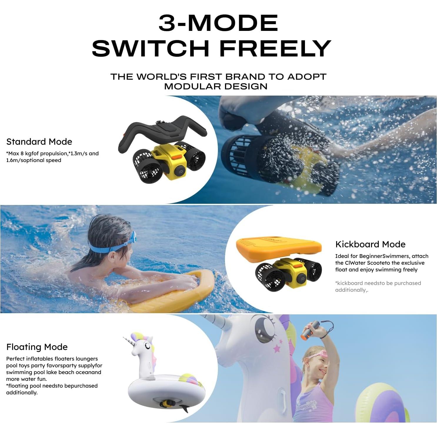 Scooter Acuático LEFEET C1 Duales Motores IPX8 30m 60min