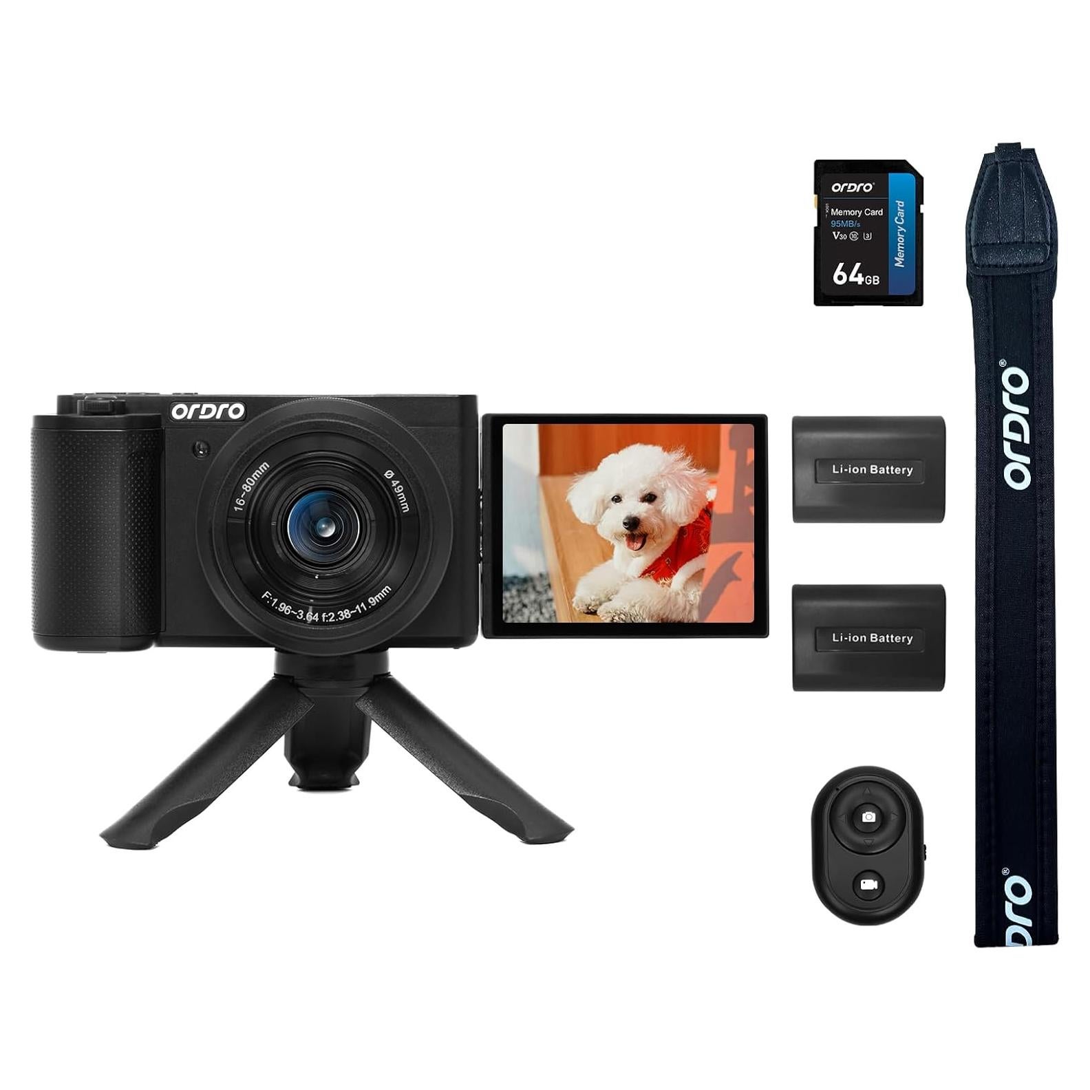 ORDRO G930 5K Digital Camera for Content Creators Vloggers and Photography with 5X Optical Zoom, Auto-Focus and Wide Angle (Black)