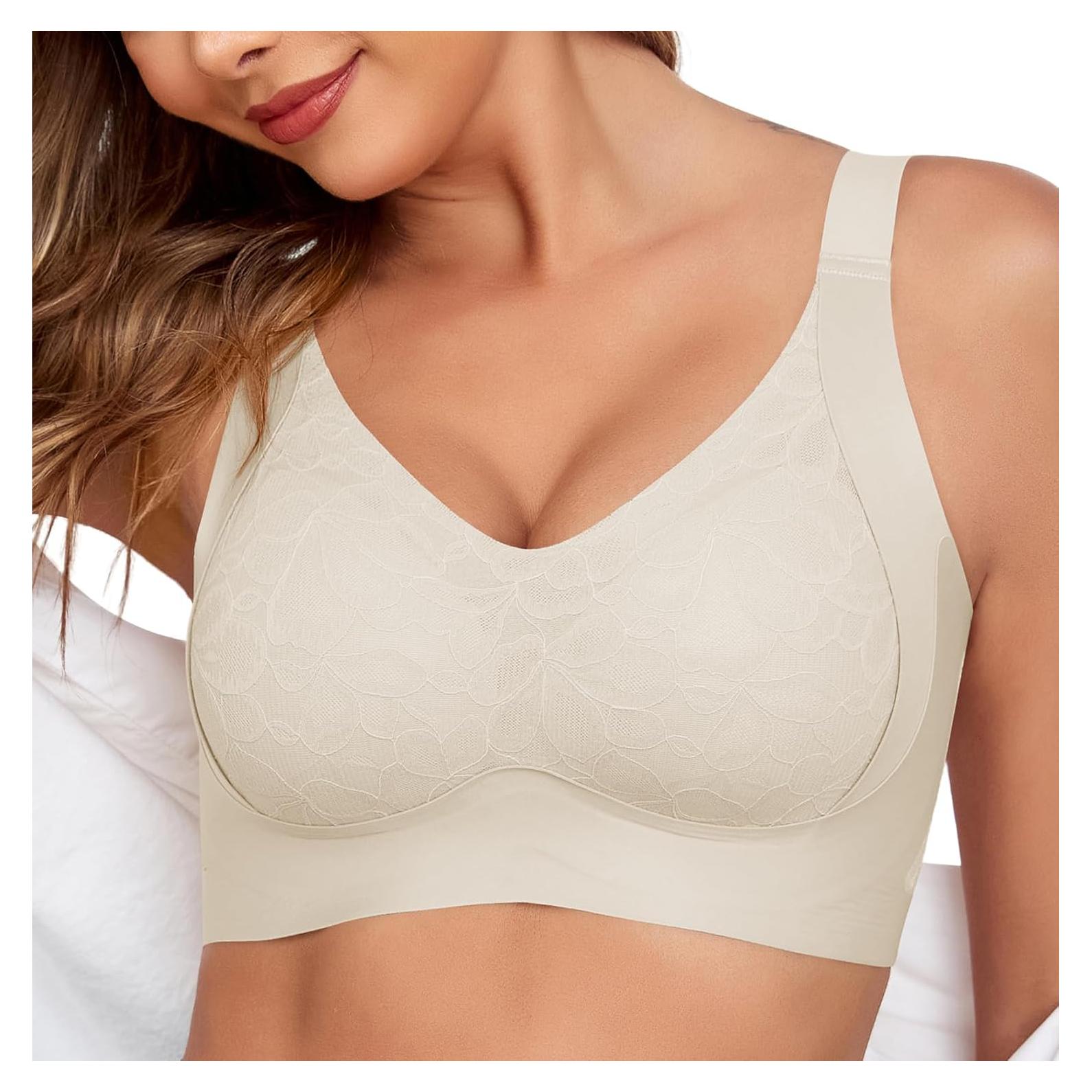 Sujetador Bralette Sin Aros Jacquard X Cross Pull Up Beige