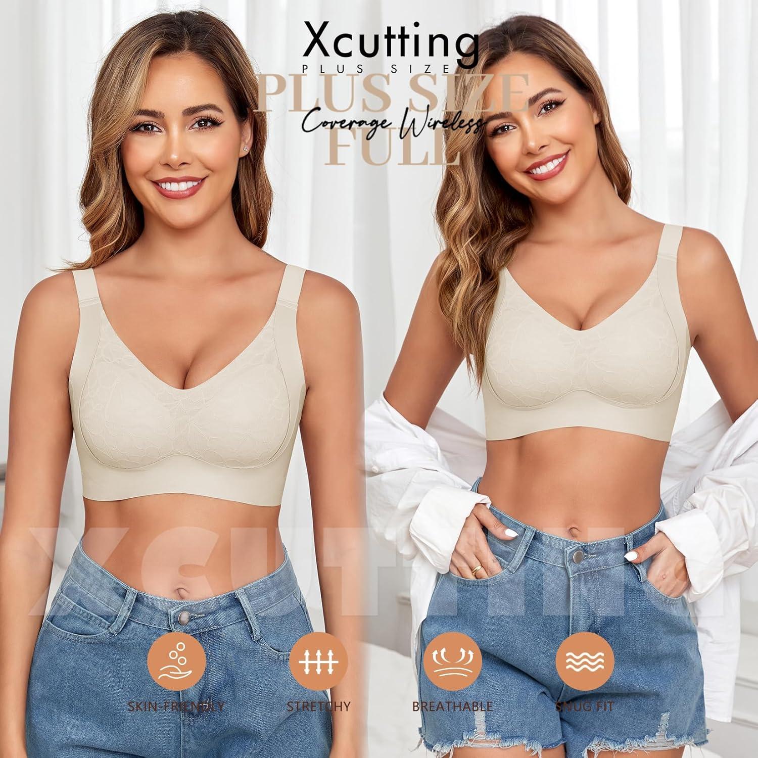 Sujetador Bralette Sin Aros Jacquard X Cross Pull Up Beige