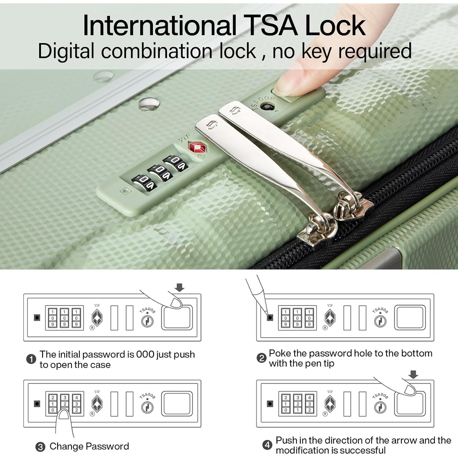 Hanke 16 Inch Underseat Carry On Luggage with Wheels,Small Hard Shell Suitcases for Weekender,Top Opening Lightweight Travel Luggage Suitcase for Womem Men,Bamboo Green.